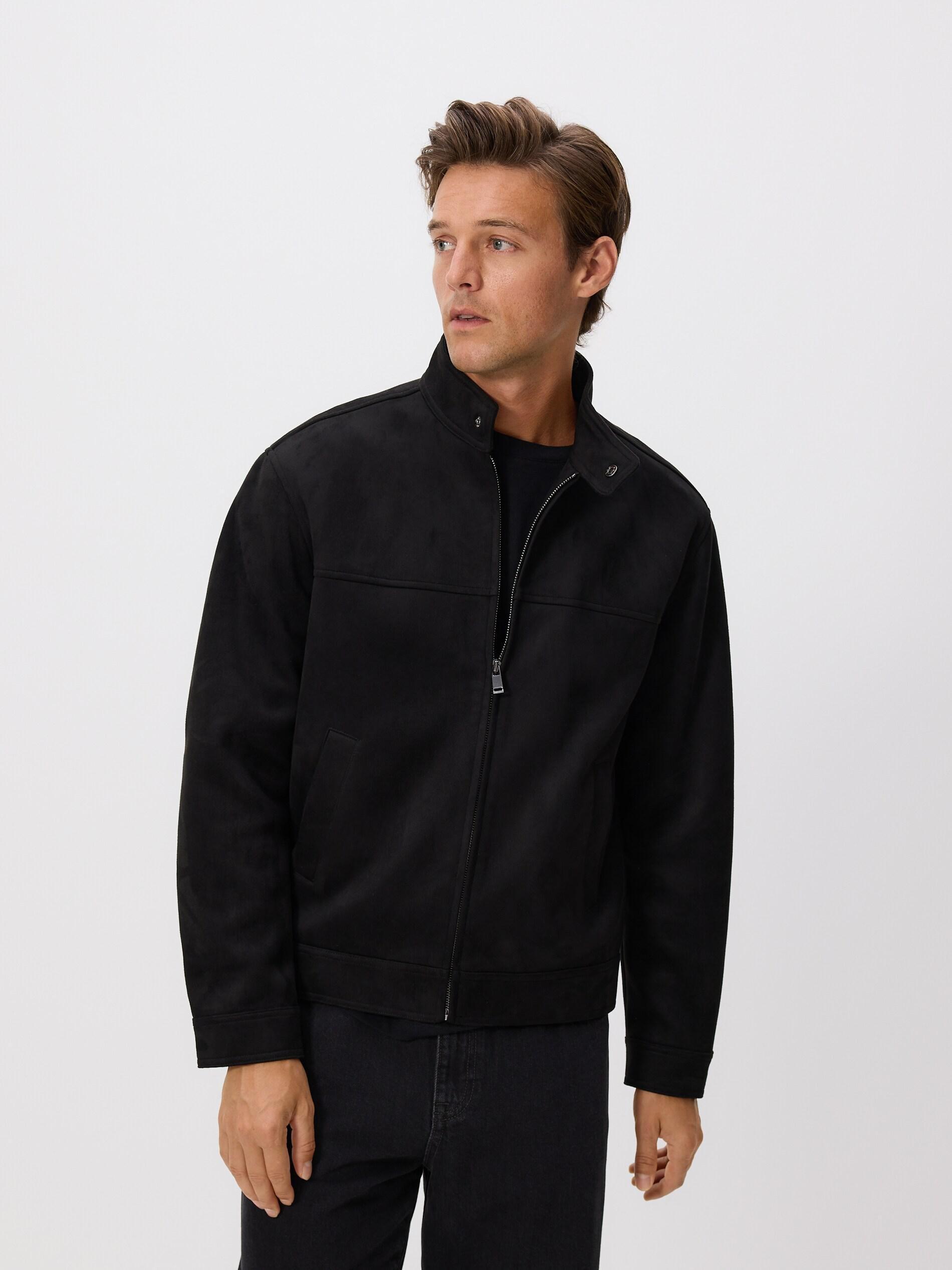 Black Faux Suede Jacket, Black, large image number 0