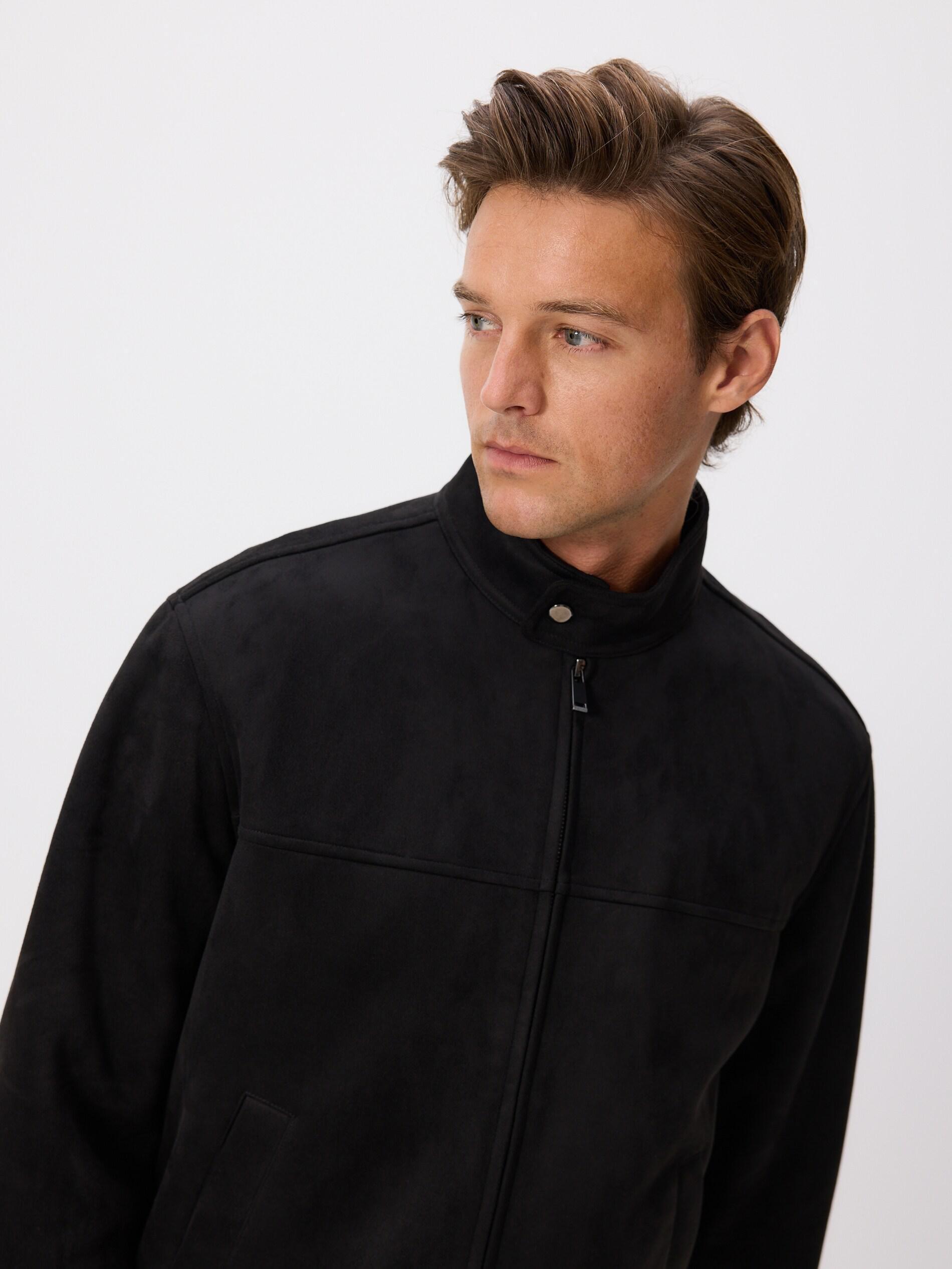 Black Faux Suede Jacket, Black, large image number 3