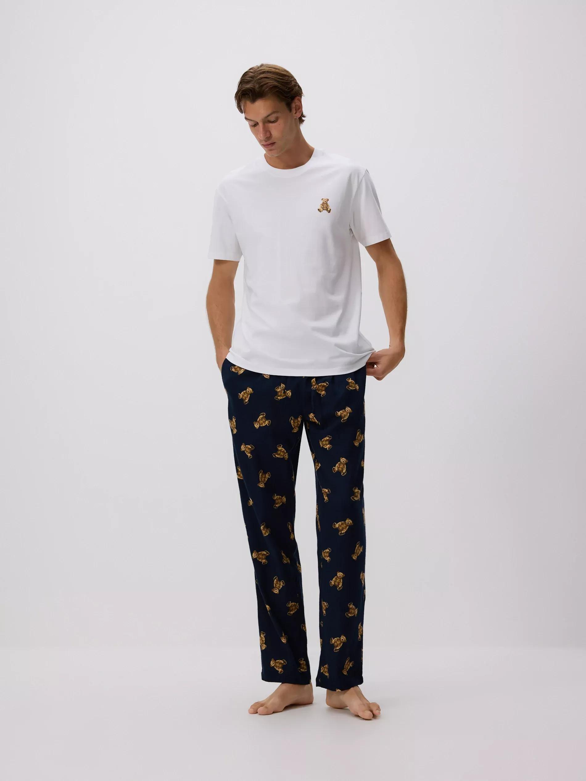 White Two Piece Printed Pyjama Set, White, large image number 0