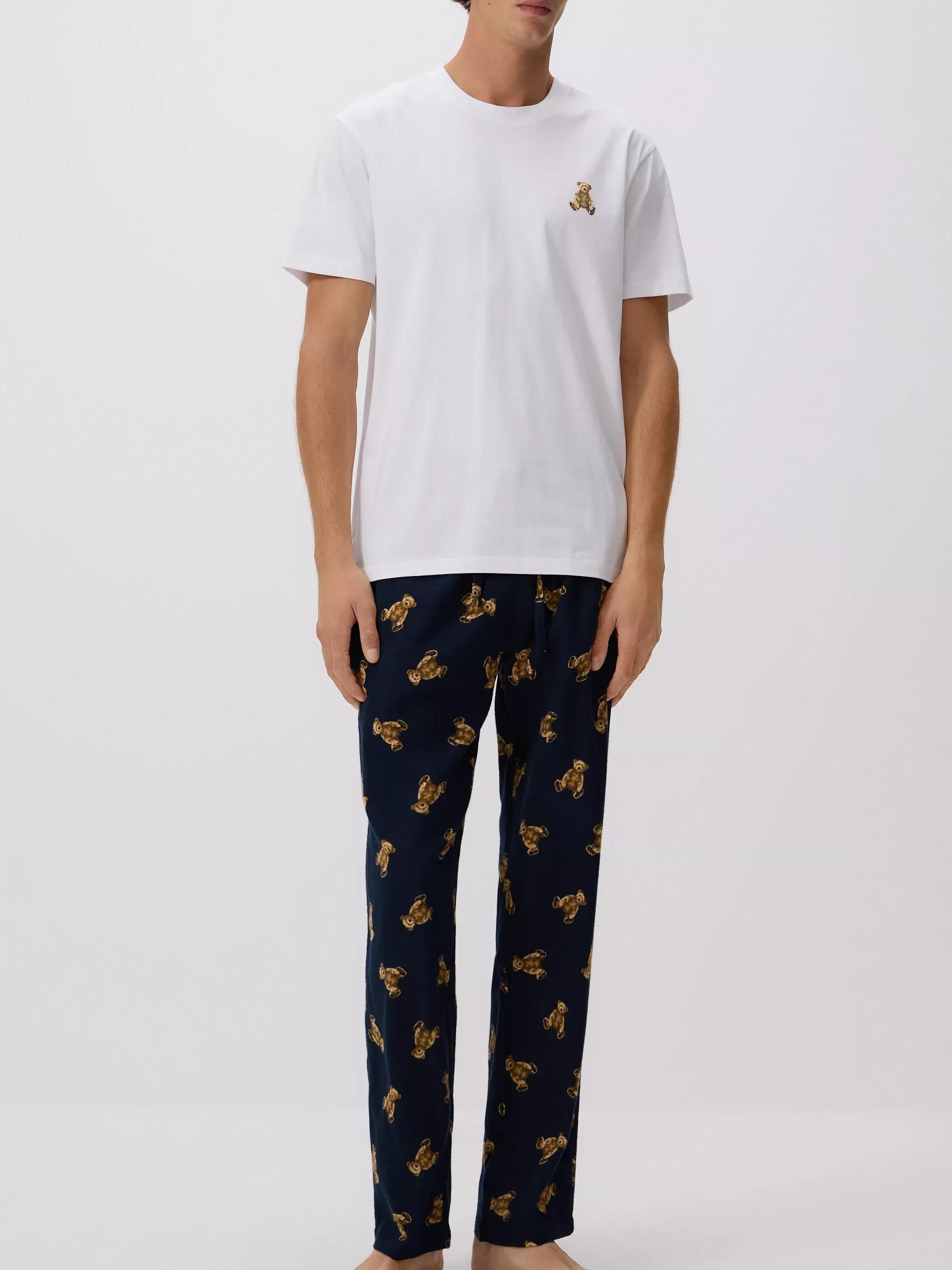 White Two Piece Printed Pyjama Set, White, large image number 2