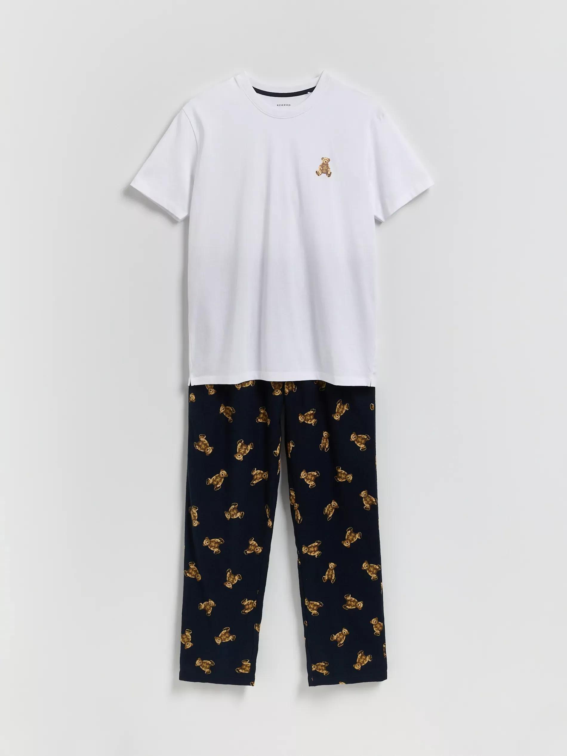 White Two Piece Printed Pyjama Set, White, large image number 4