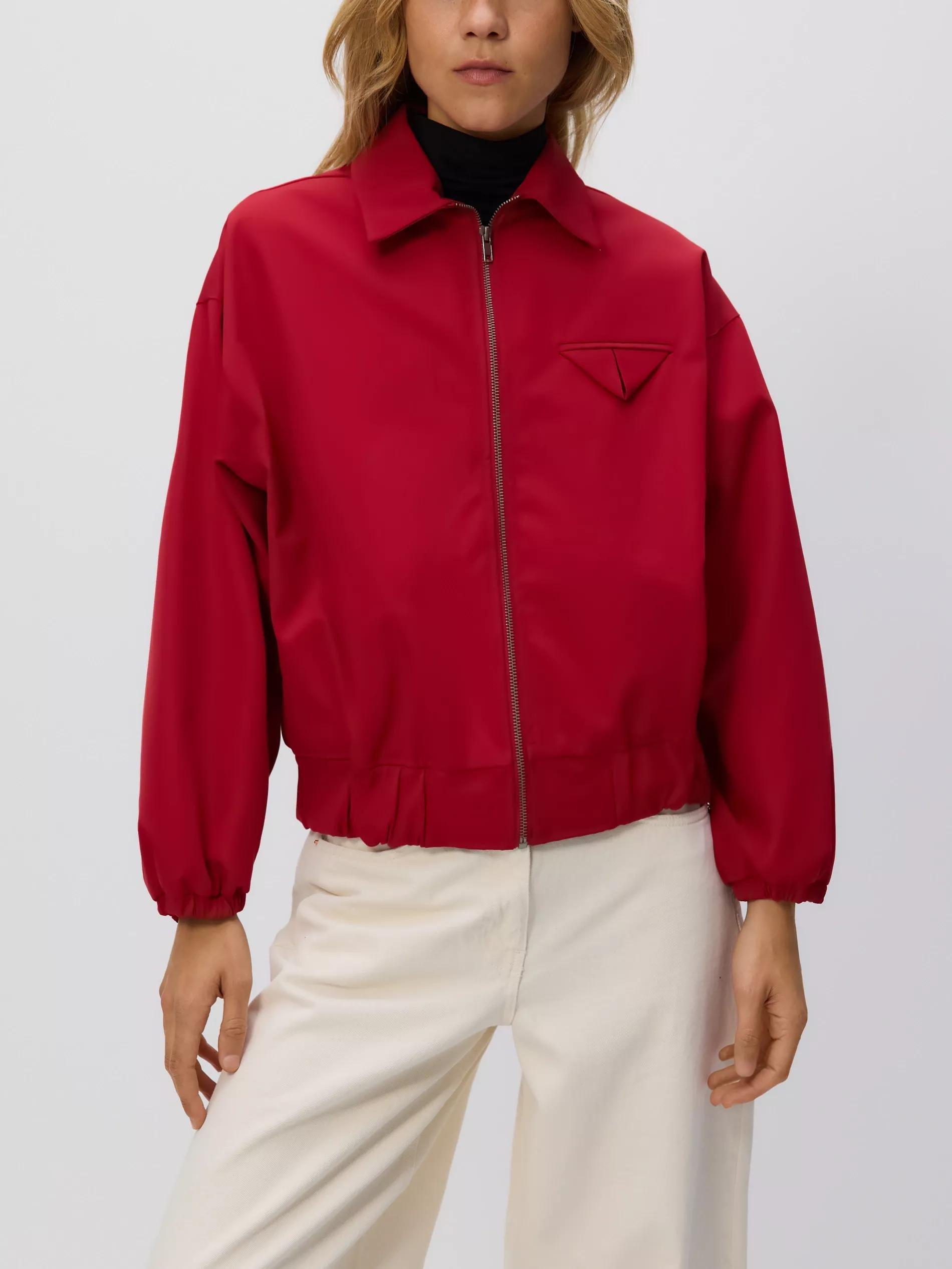 Red Bomber Jacket With Collar, Red, large image number 1