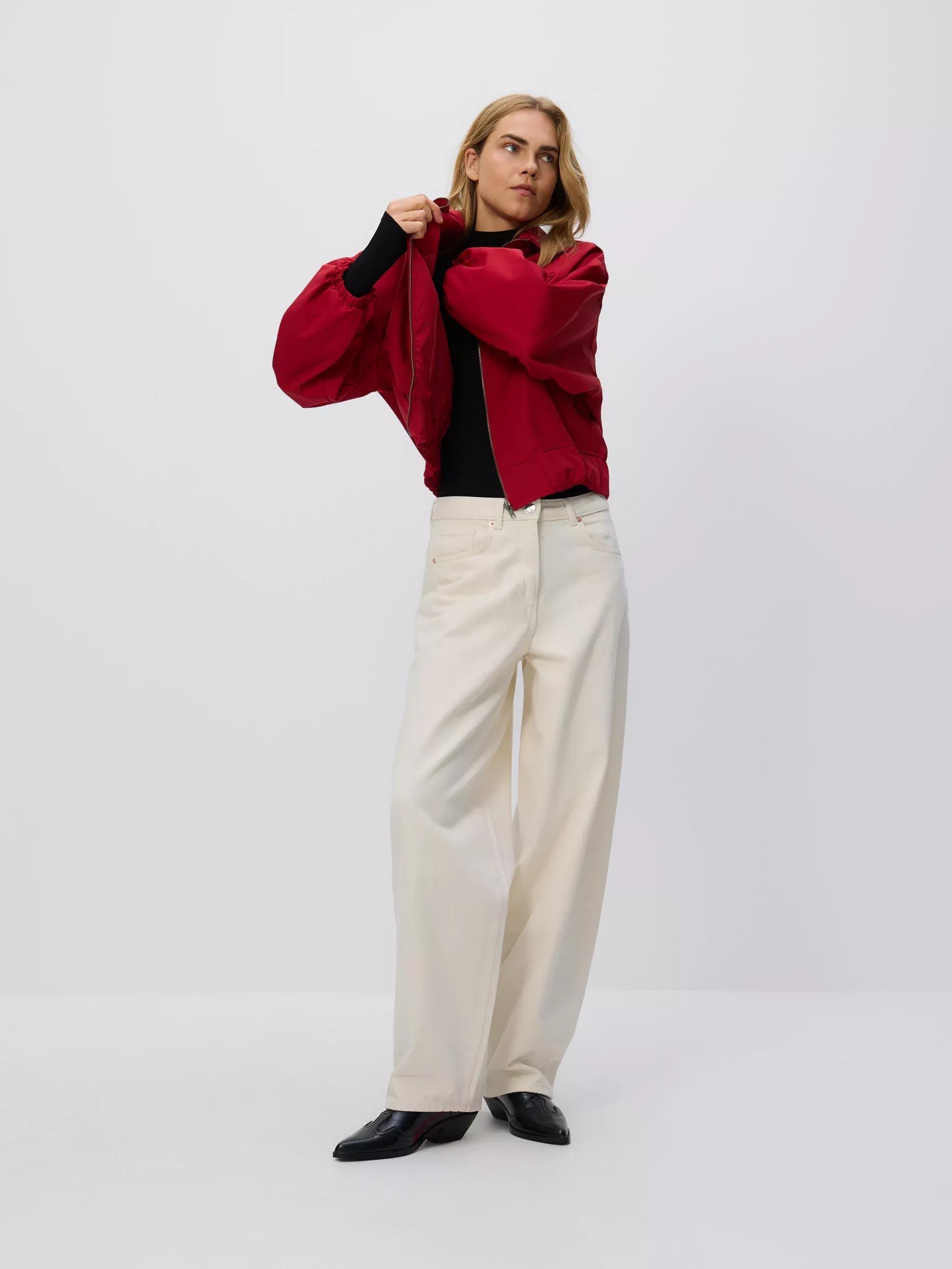 Red Bomber Jacket With Collar, Red, large image number 2