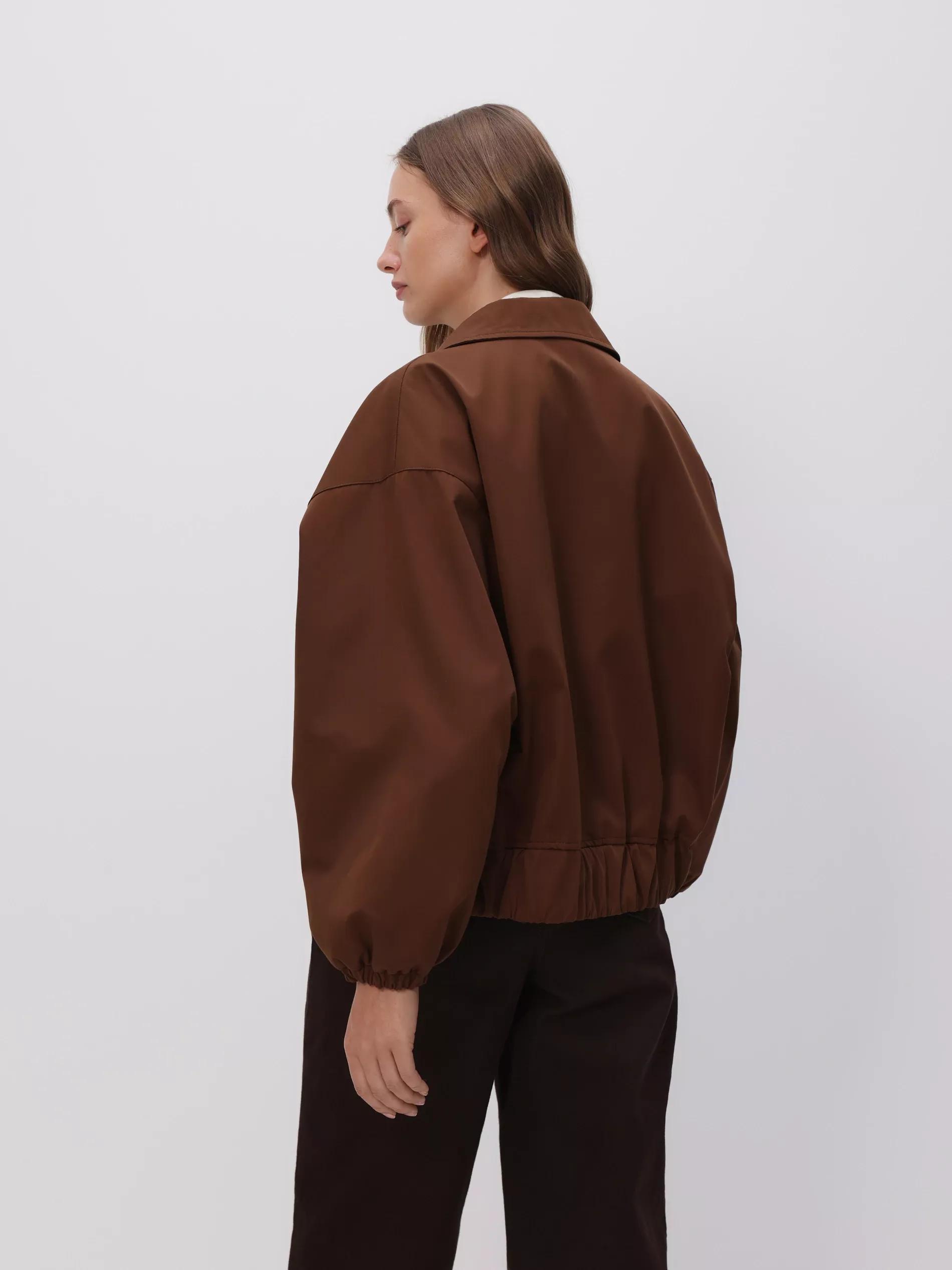 Brown Bomber Jacket With Collar, Brown, large image number 3