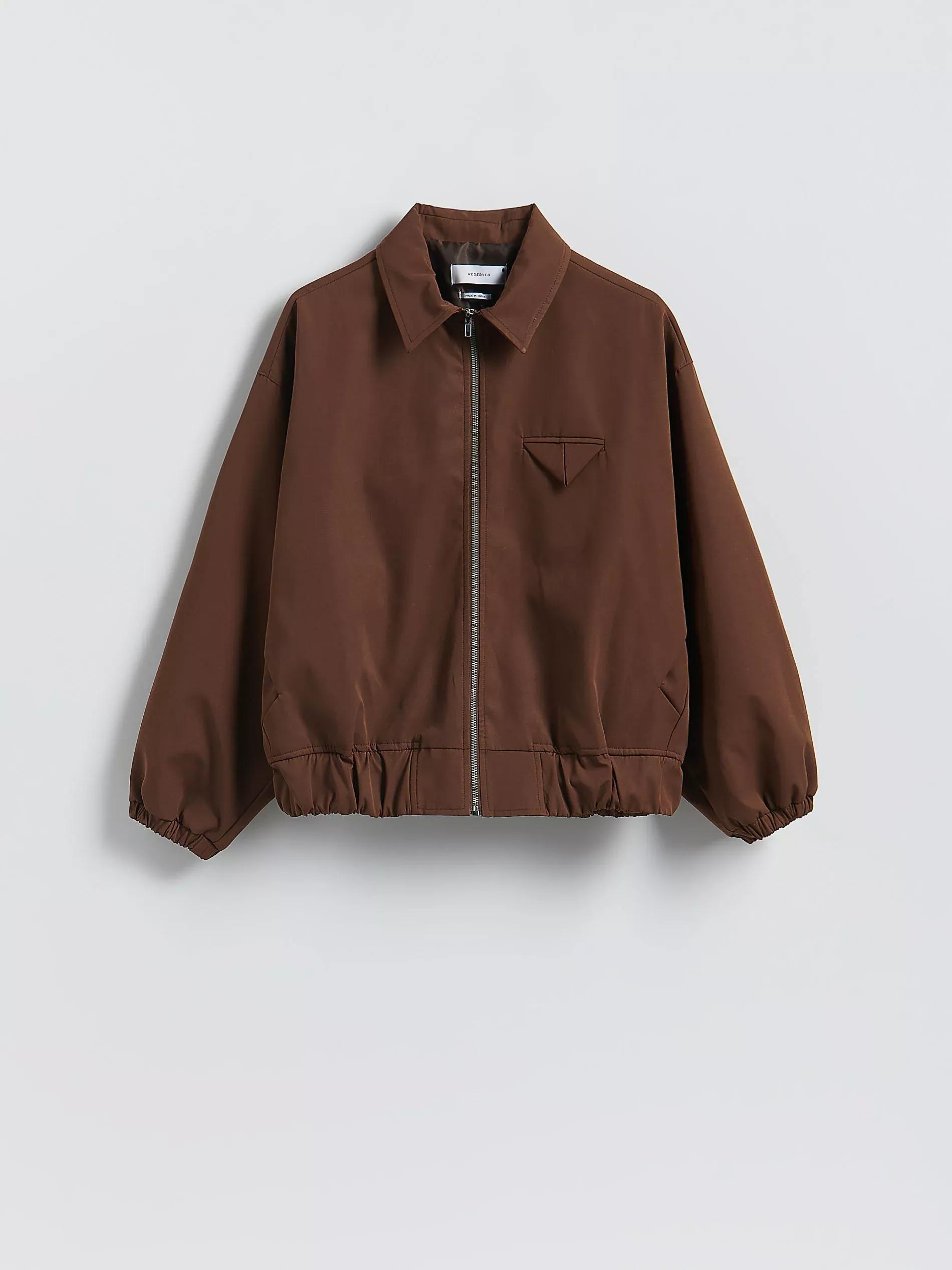 Brown Bomber Jacket With Collar, Brown, large image number 4