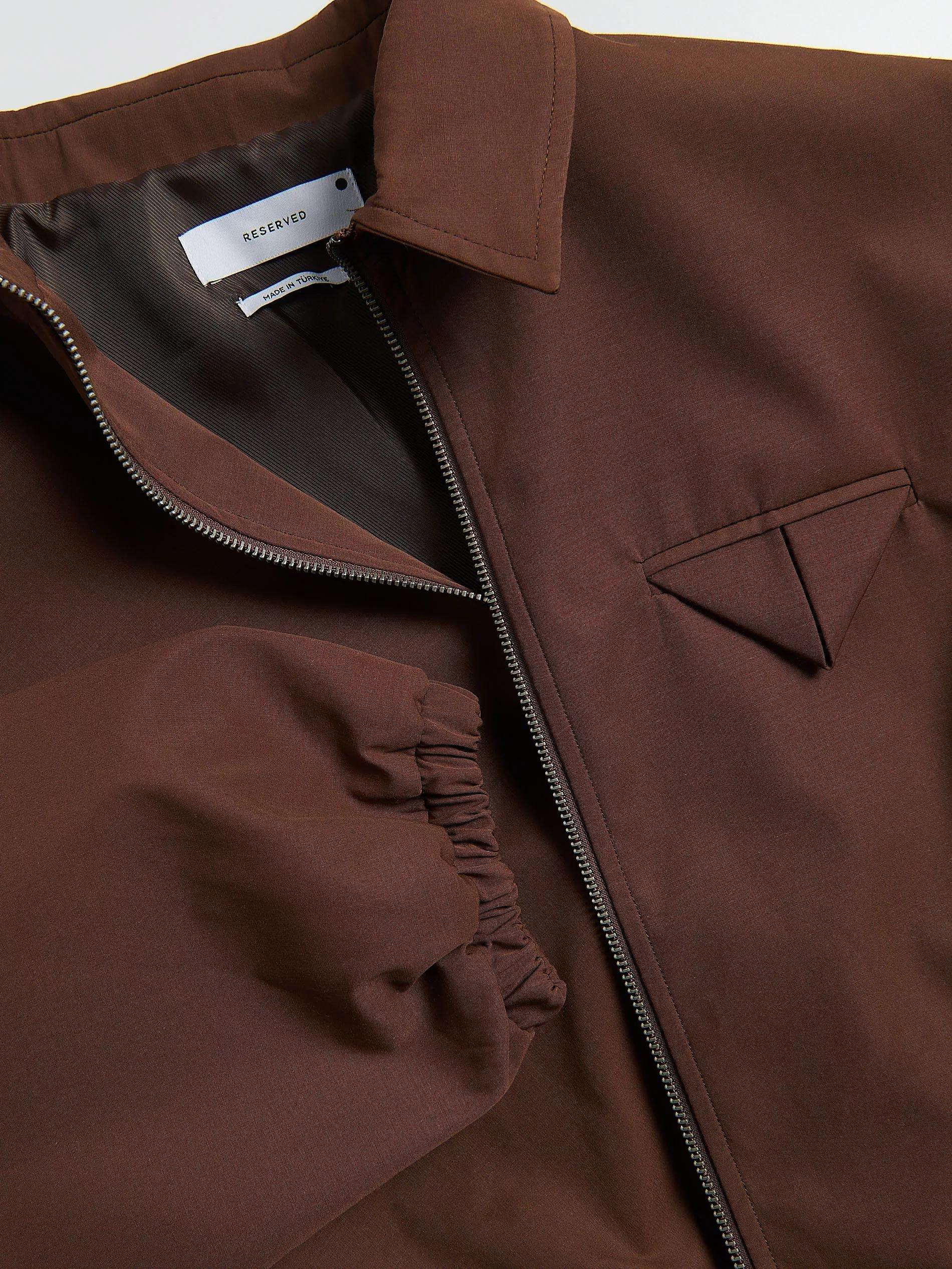 Brown Bomber Jacket With Collar, Brown, large image number 5