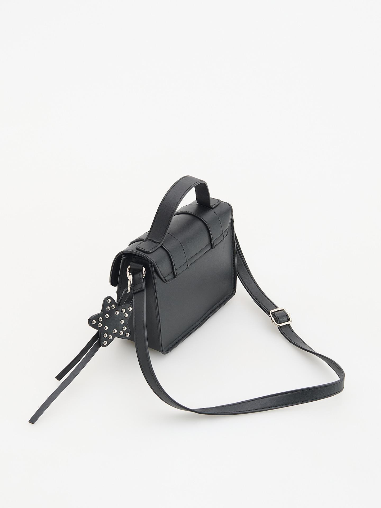 Black Faux Leather Bag, Black, medium