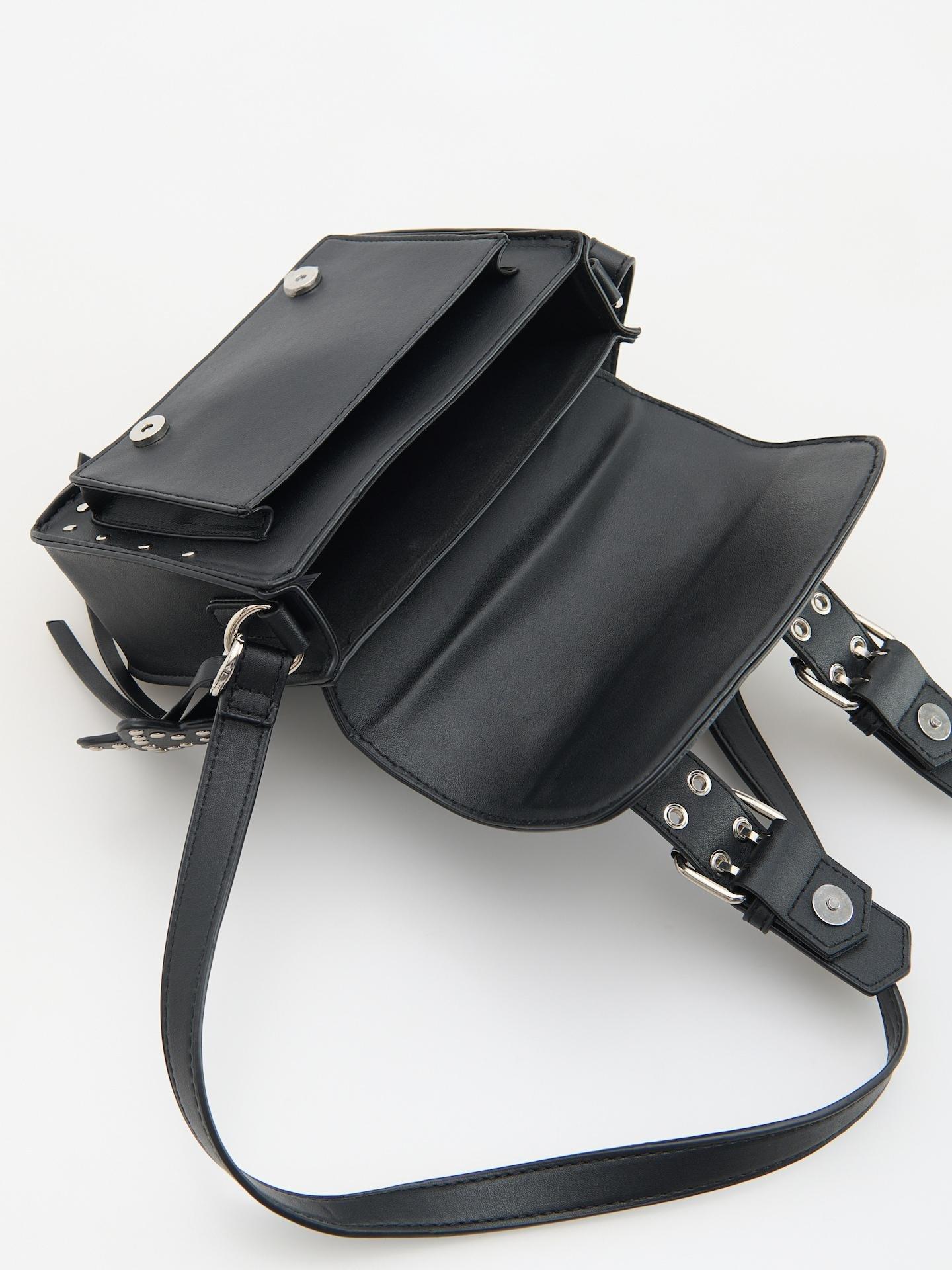 Black Faux Leather Bag, Black, medium