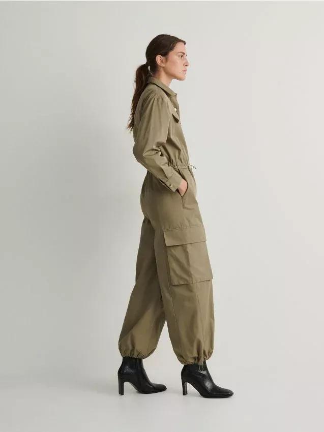 Green Cargo Jumpsuit, , large image number 0
