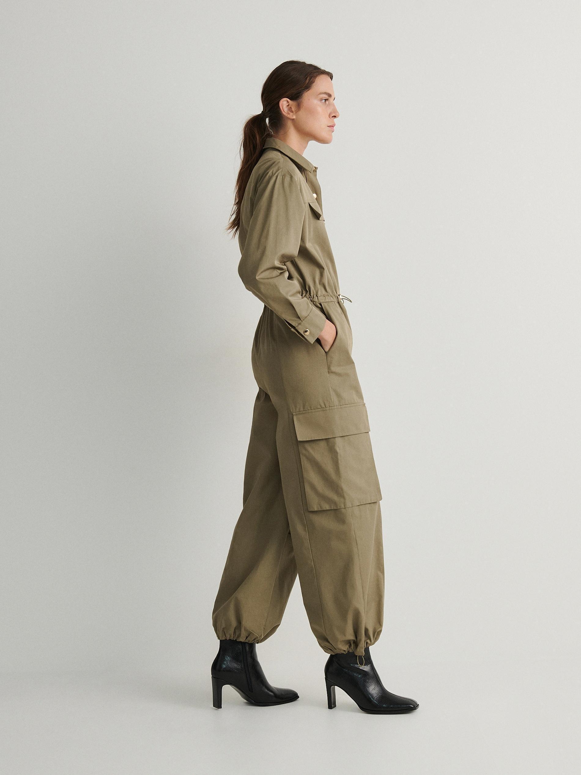 Green Cargo Jumpsuit, , large image number 1