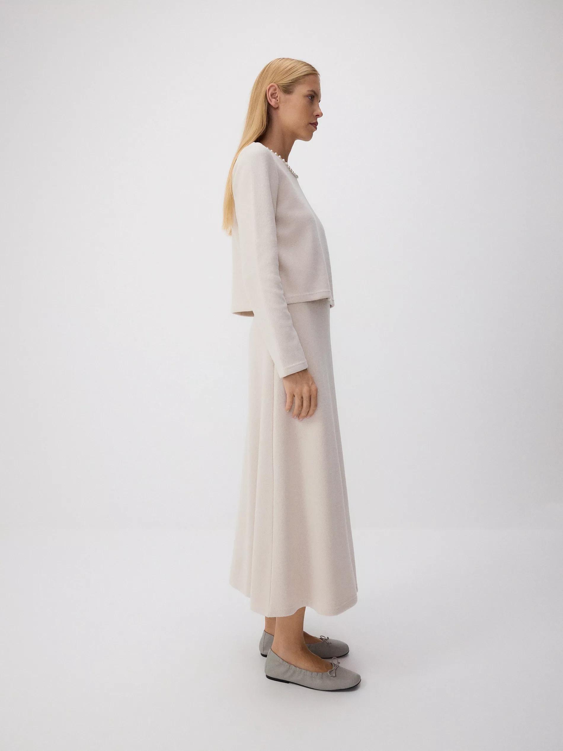 Beige Knitted Maxi Skirt, , large image number 2