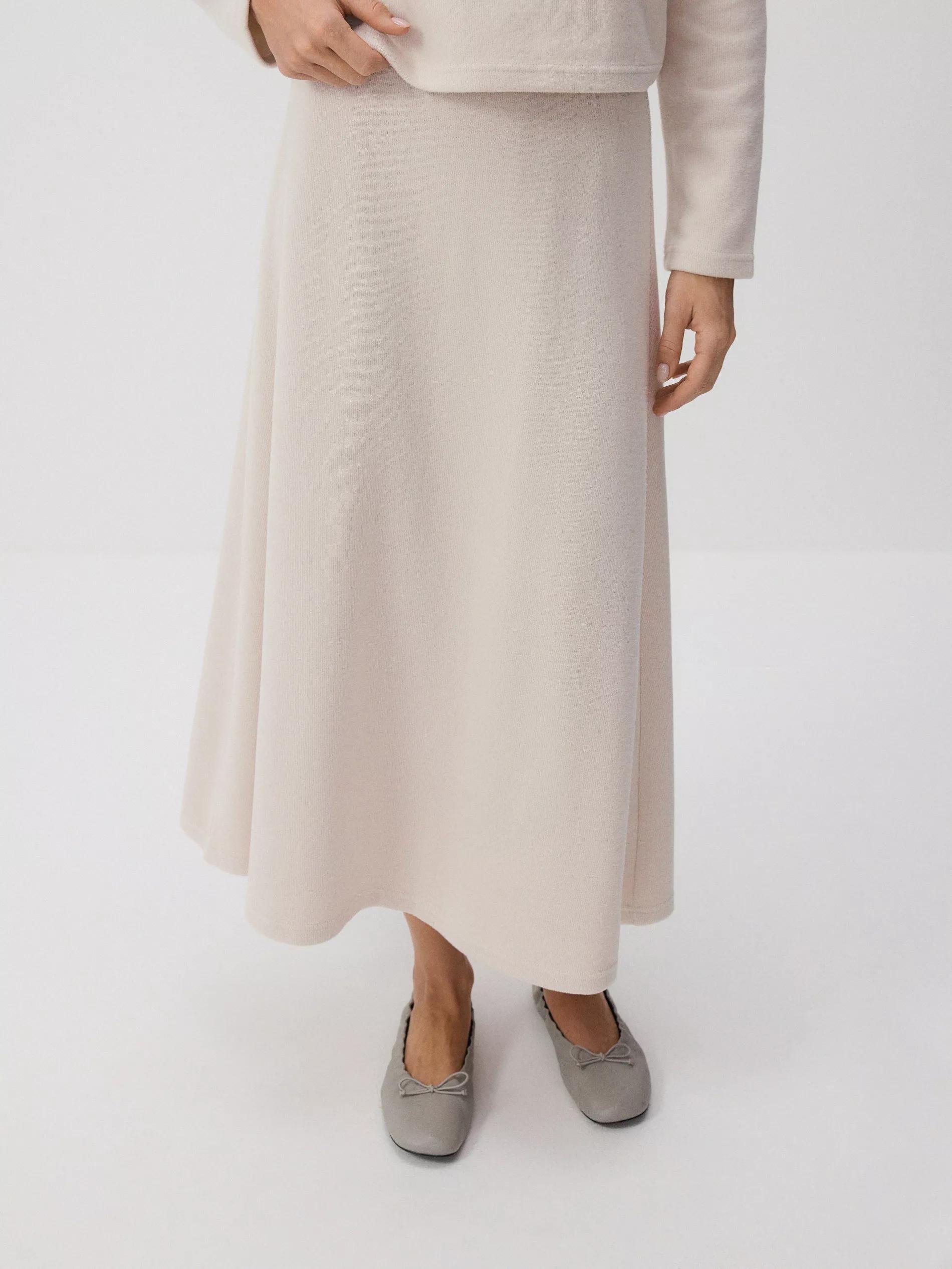Beige Knitted Maxi Skirt, , large image number 4
