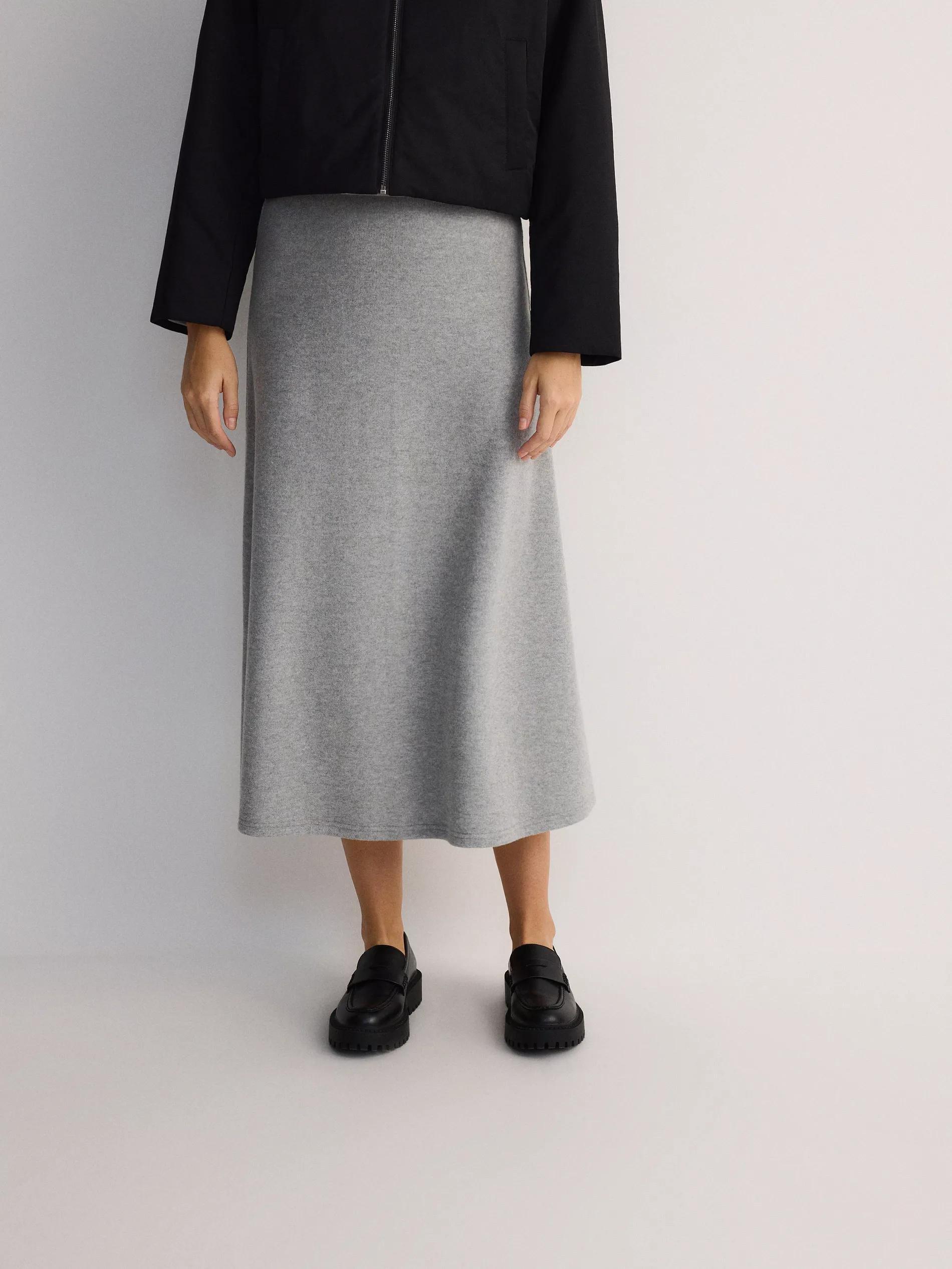 Grey Knitted Maxi Skirt, , large image number 1