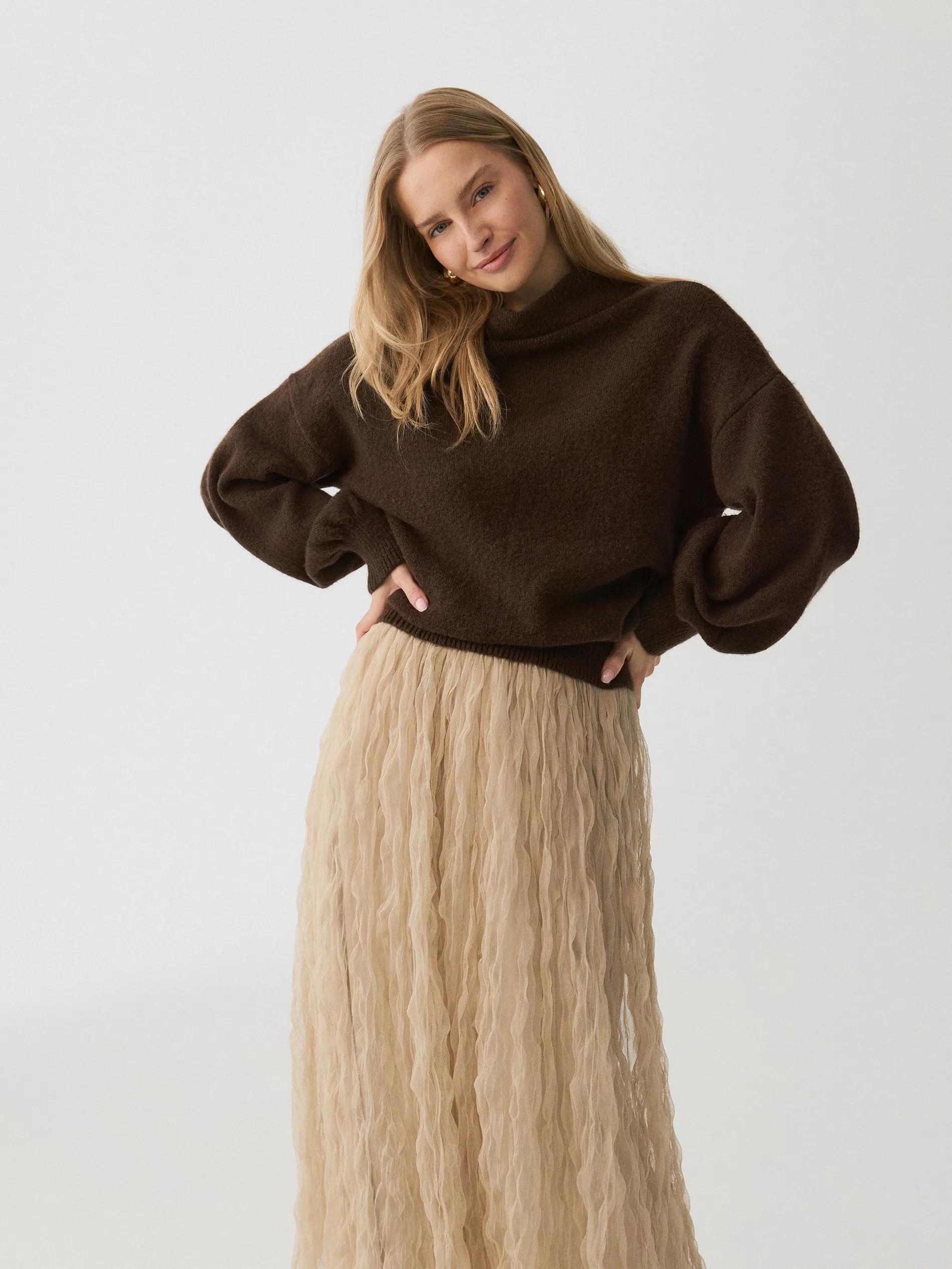 Beige Elastic Waistband Maxi Skirt, , large image number 2