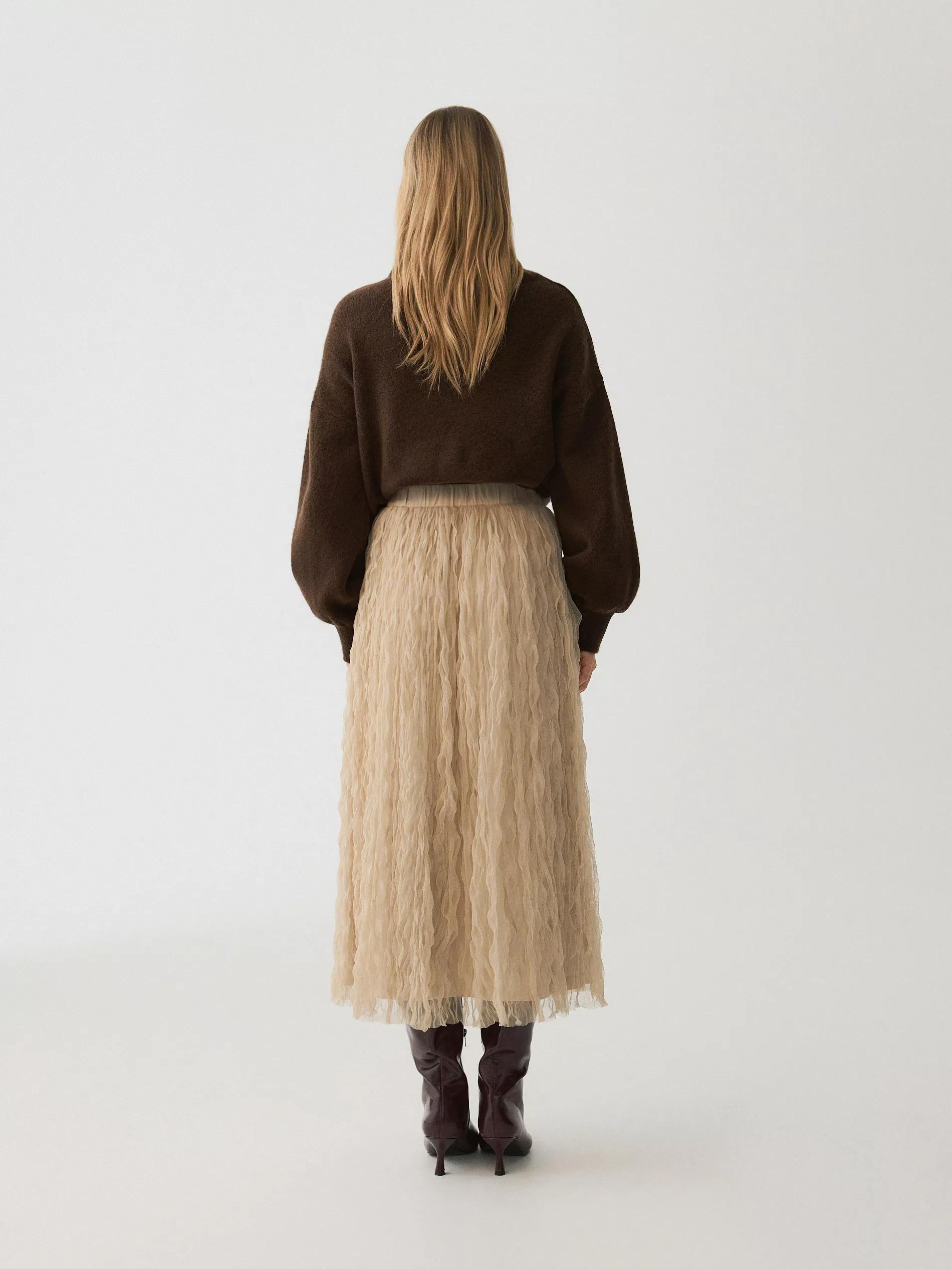 Beige Elastic Waistband Maxi Skirt, , large image number 4