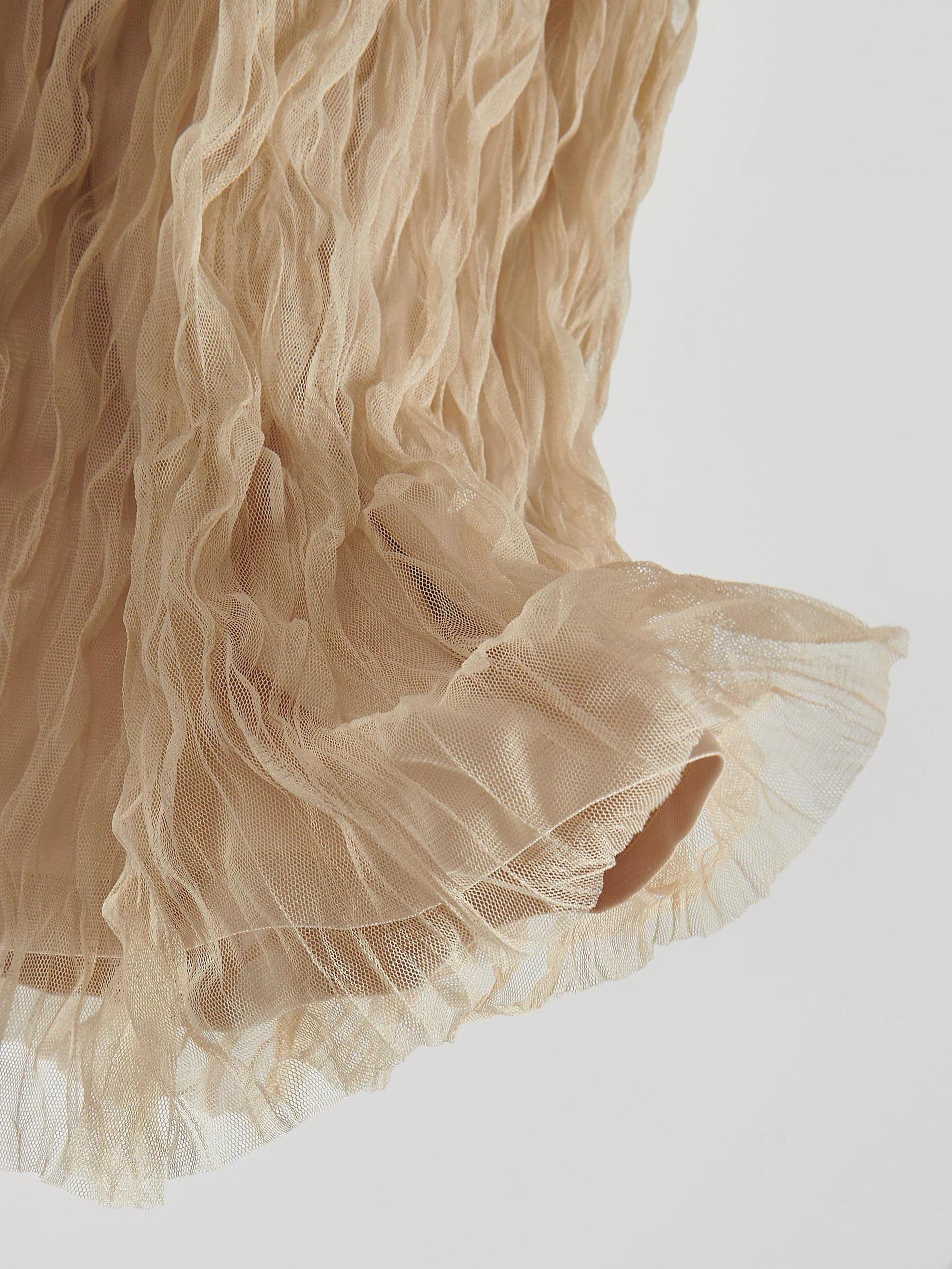Beige Elastic Waistband Maxi Skirt, , large image number 5