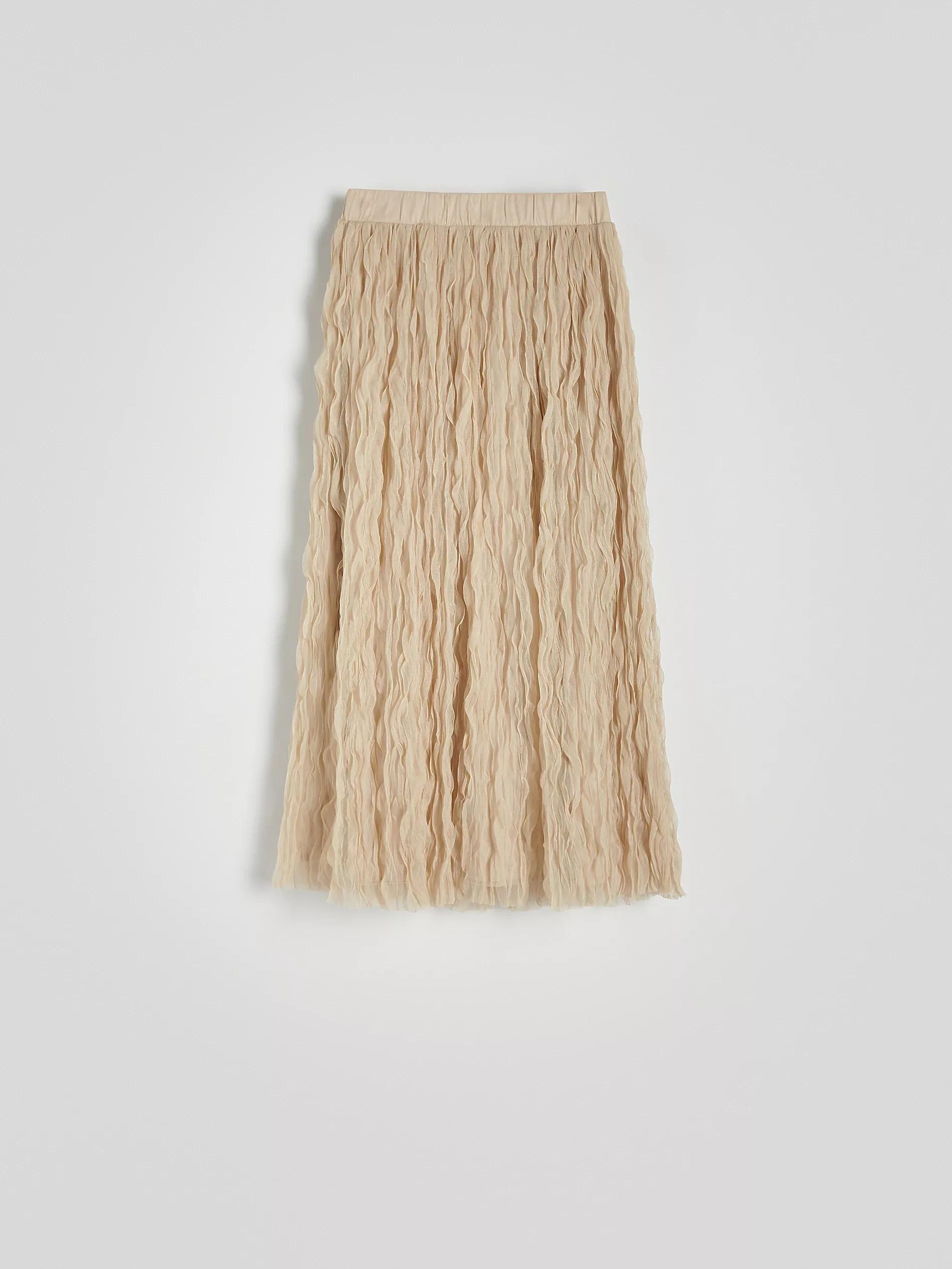 Beige Elastic Waistband Maxi Skirt, , large image number 6