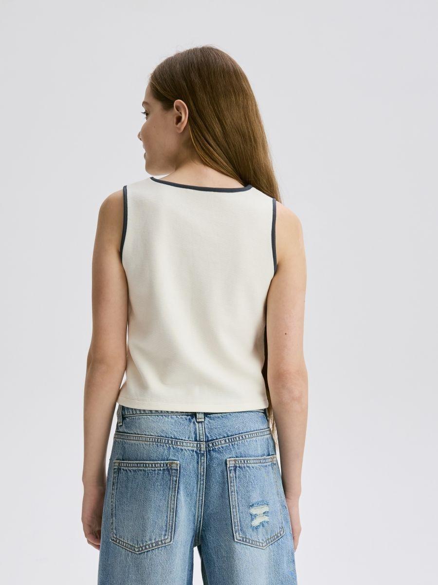 Cream Top With Increased Print, , large image number 1