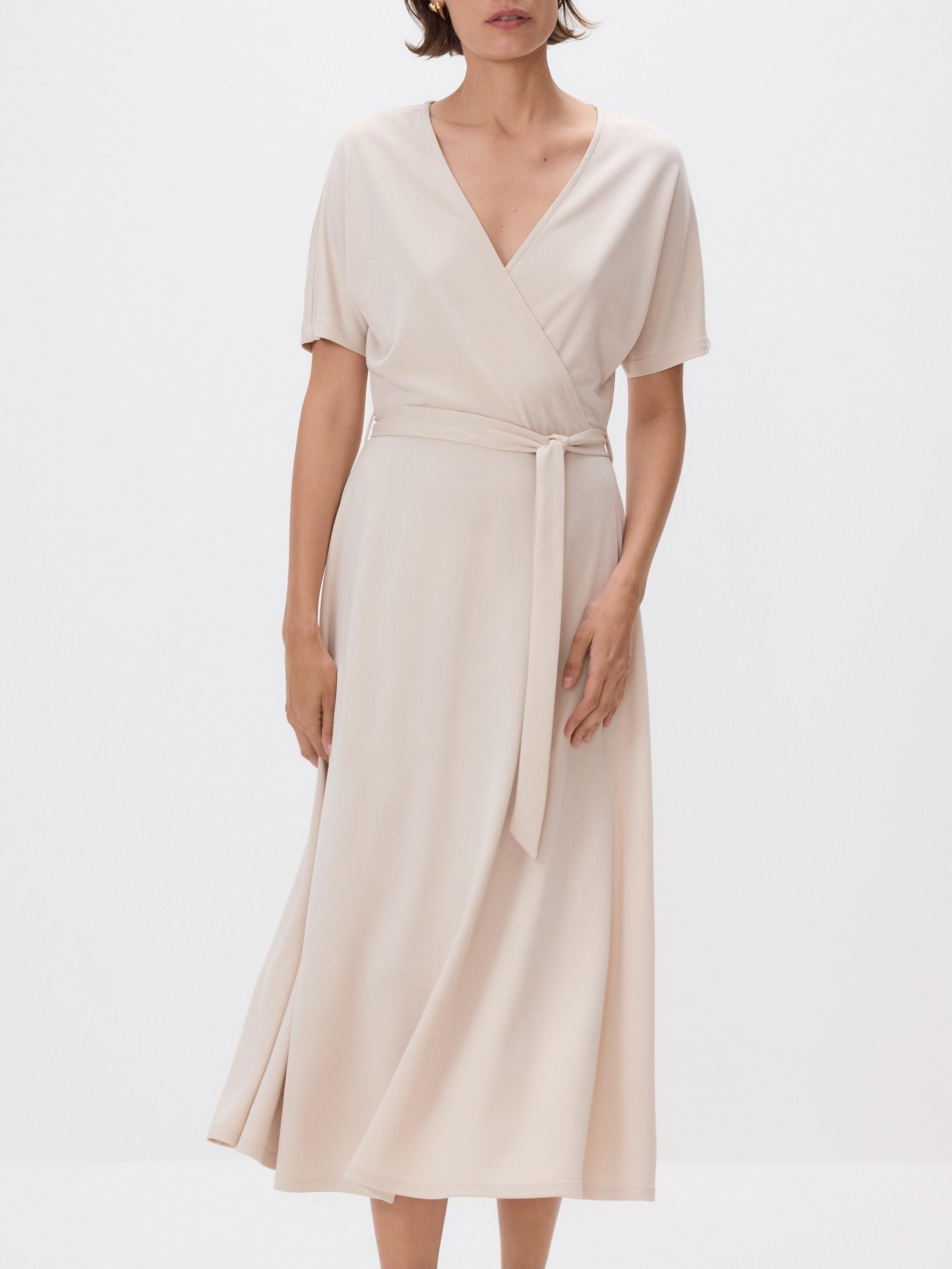 Beige Modal Rich Midi Dress, Ivory, medium