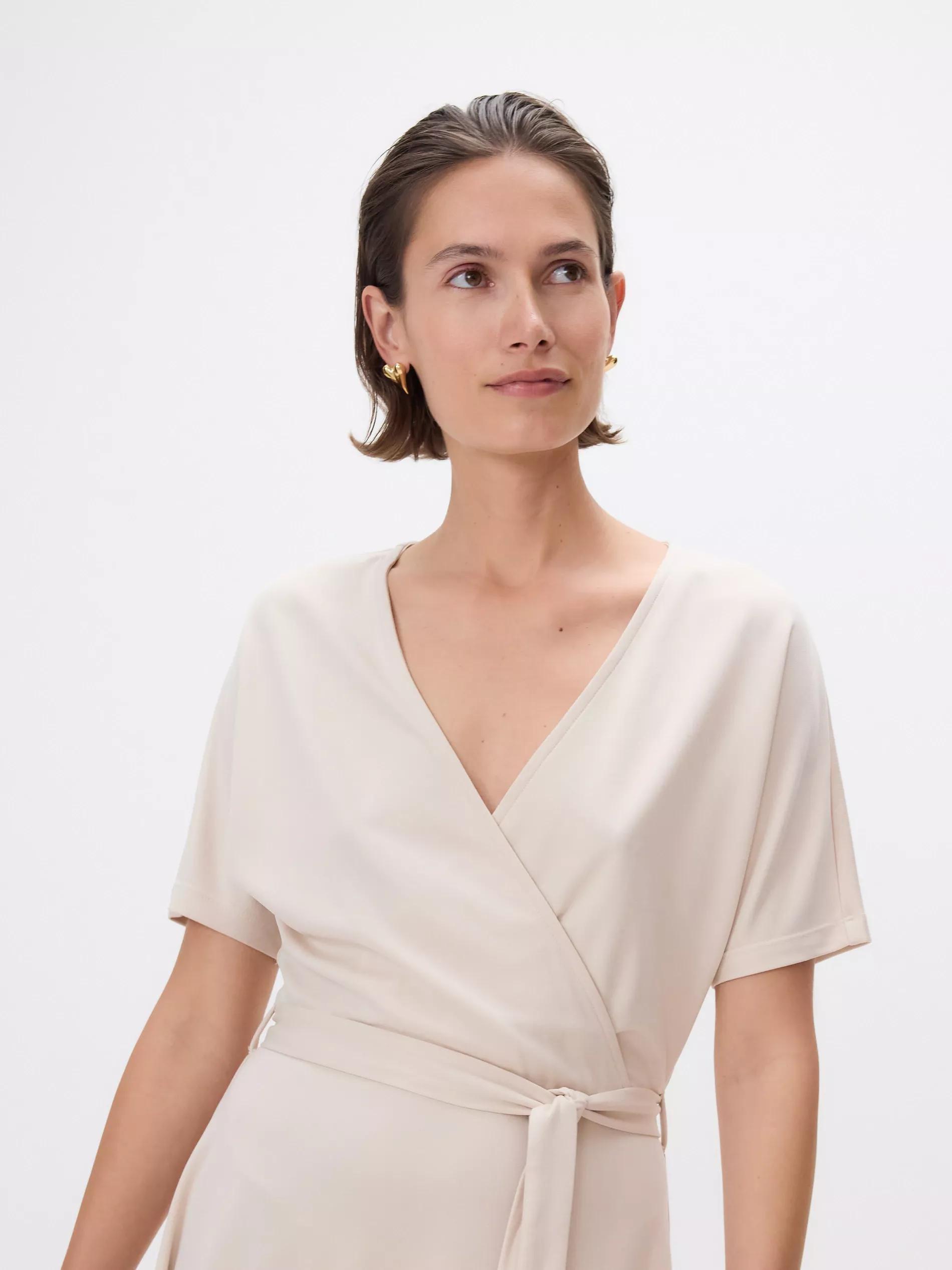 Beige Modal Rich Midi Dress, Ivory, large image number 2