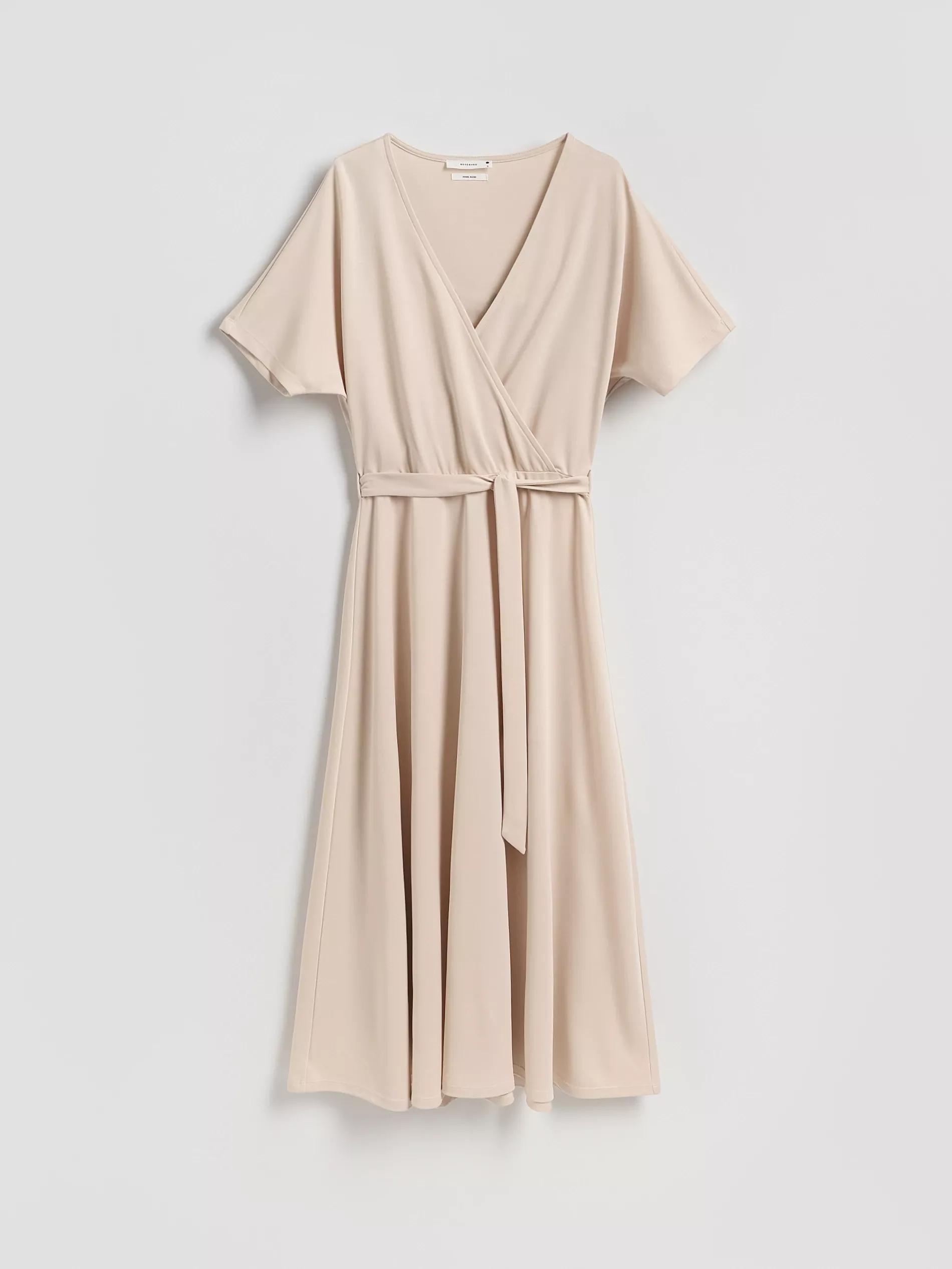 Beige Modal Rich Midi Dress, Ivory, large image number 4