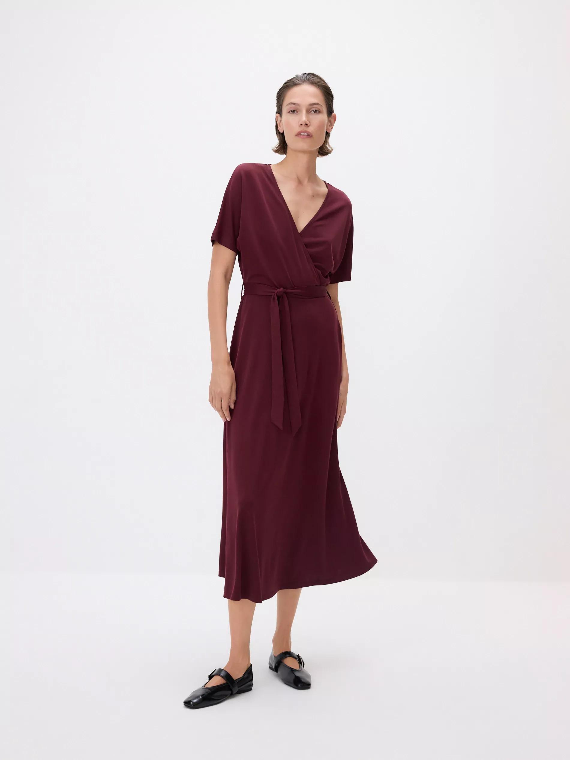 Maroon Modal Rich Midi Dress, , large image number 0