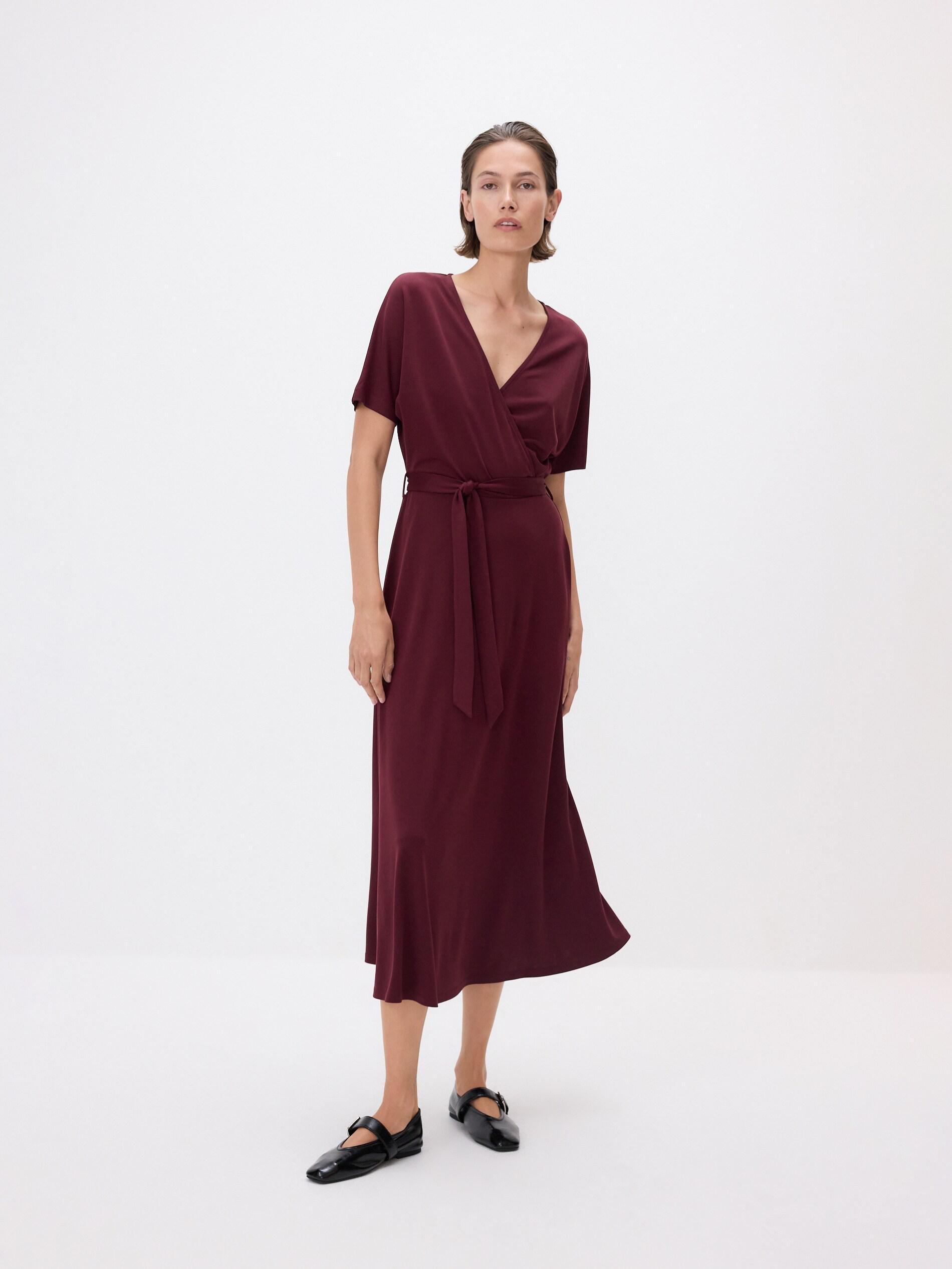 MAROON Modal rich midi dress, Burgundy, medium