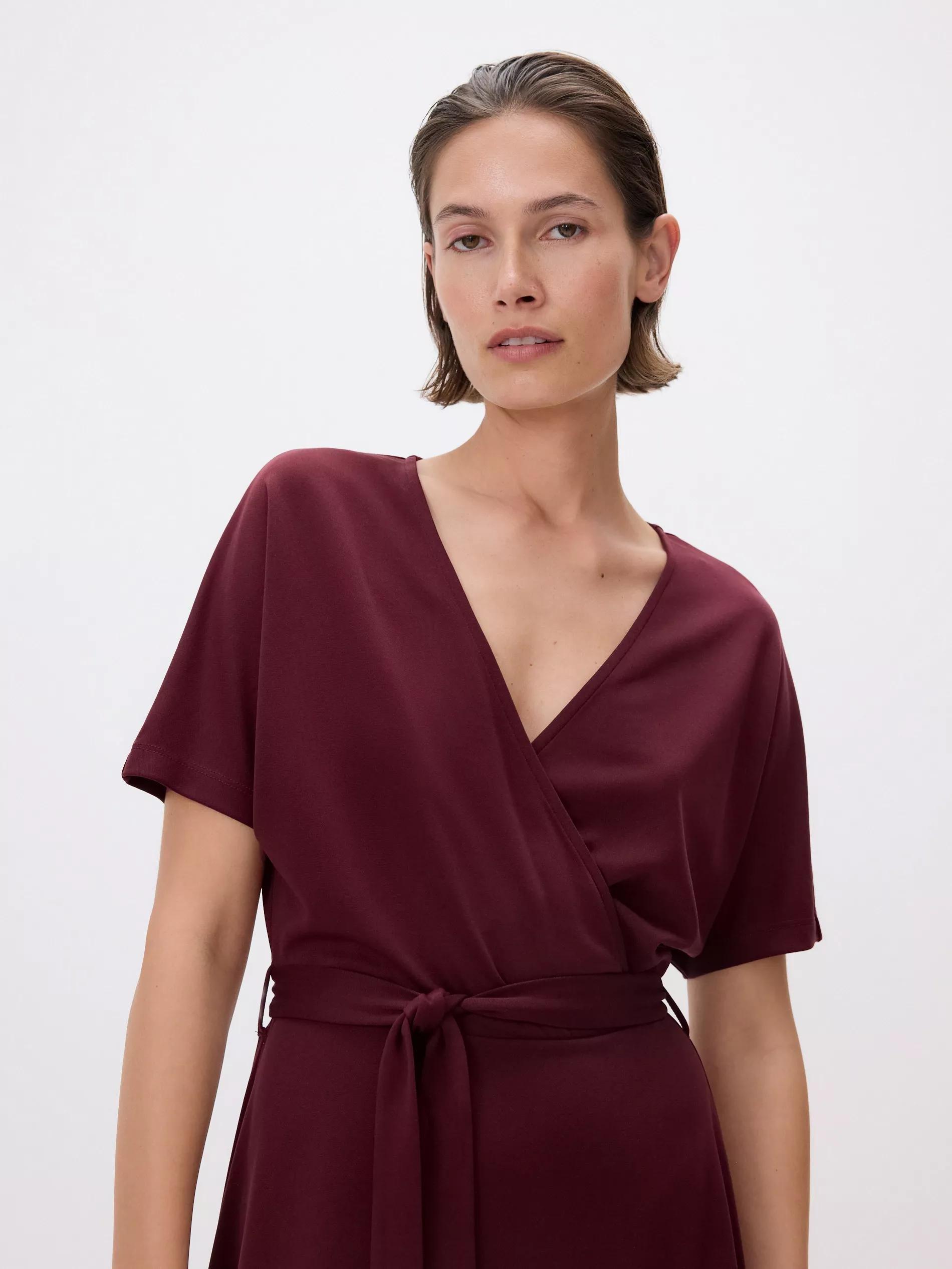 Maroon Modal Rich Midi Dress, , large image number 1