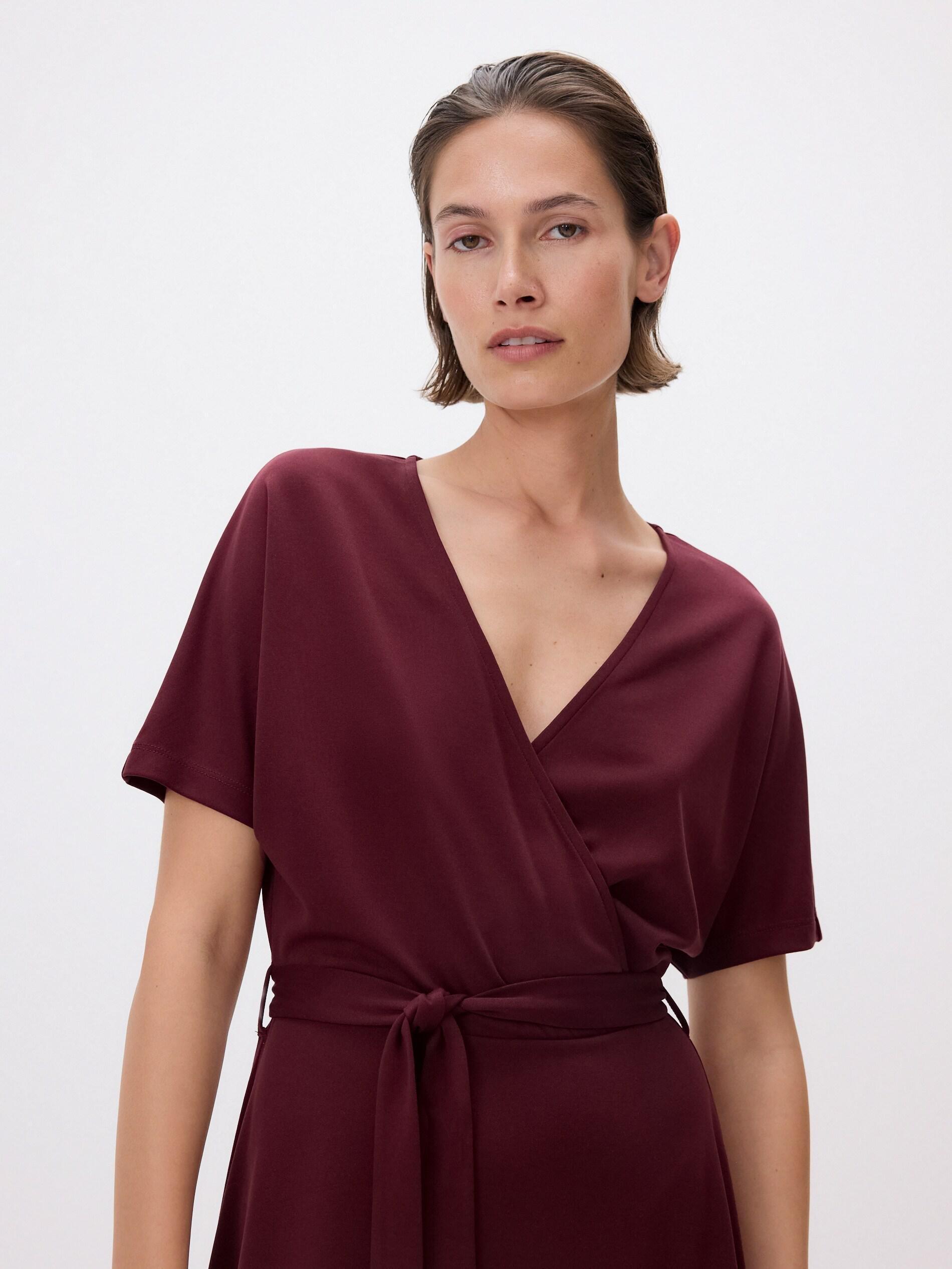 MAROON Modal rich midi dress, Burgundy, medium