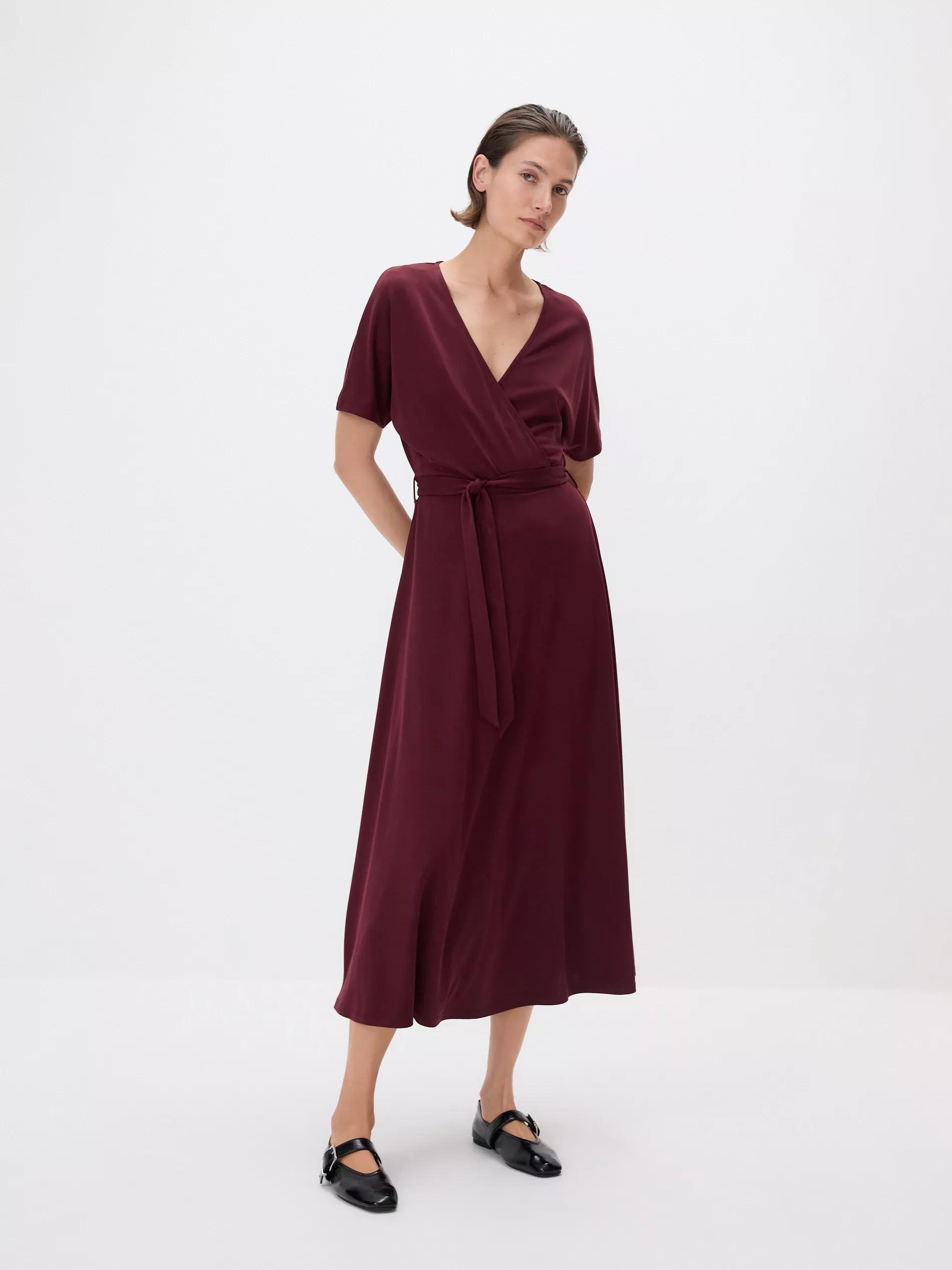 Maroon Modal Rich Midi Dress, , large image number 2