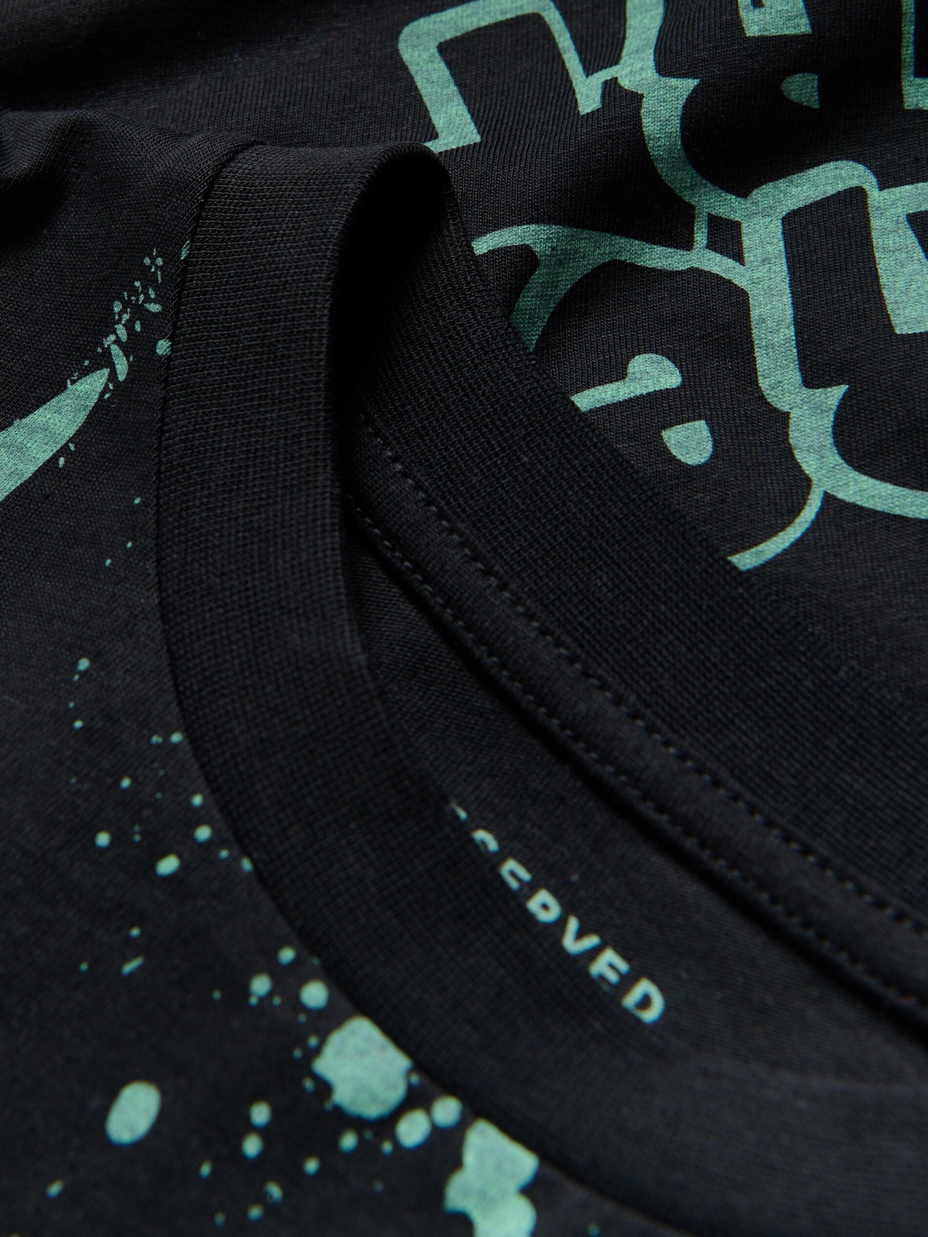 Black T-Shirt With Print, Black, large image number 1