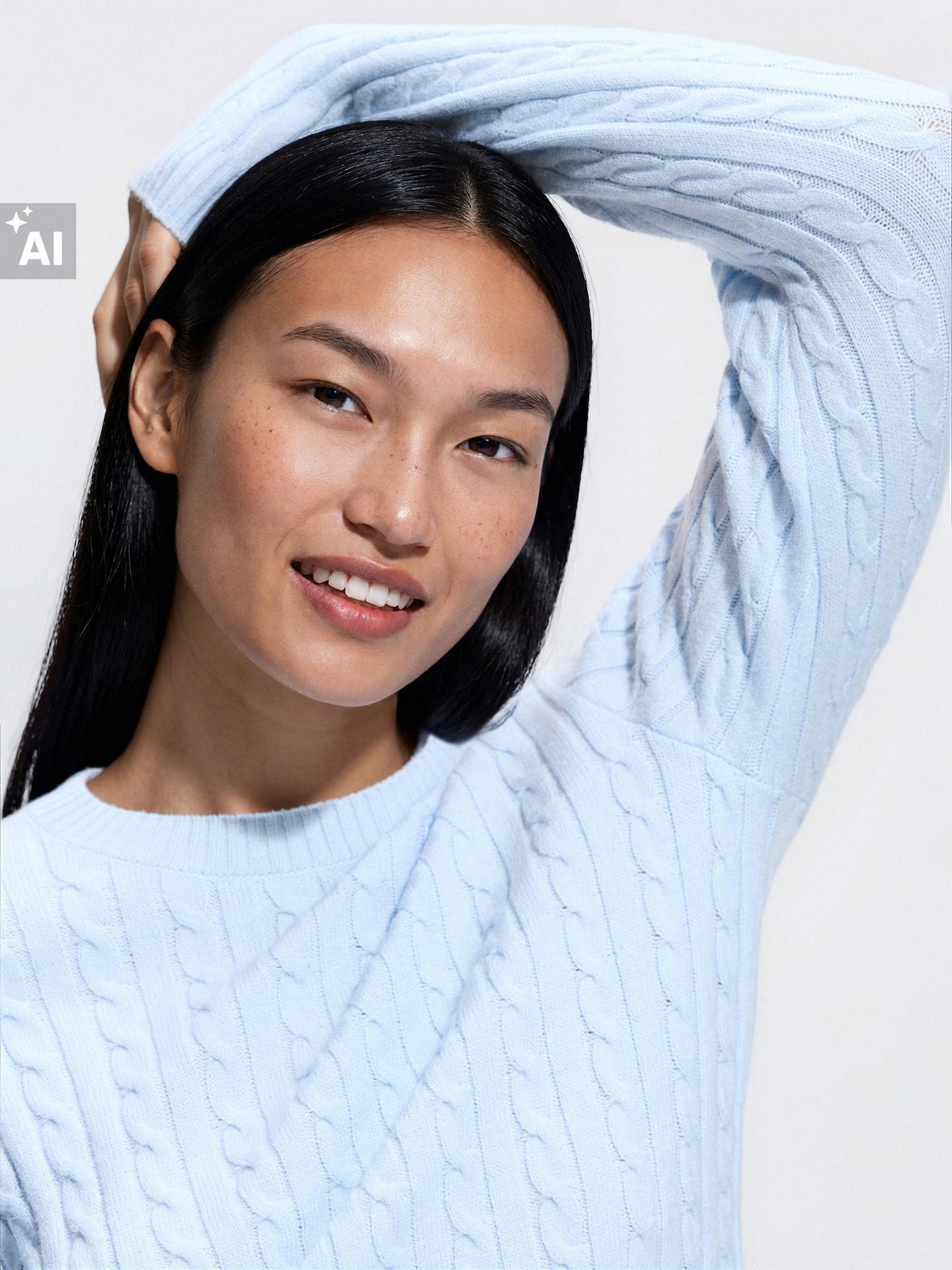 Blue Viscose Blend Jumper, Blue, large image number 1