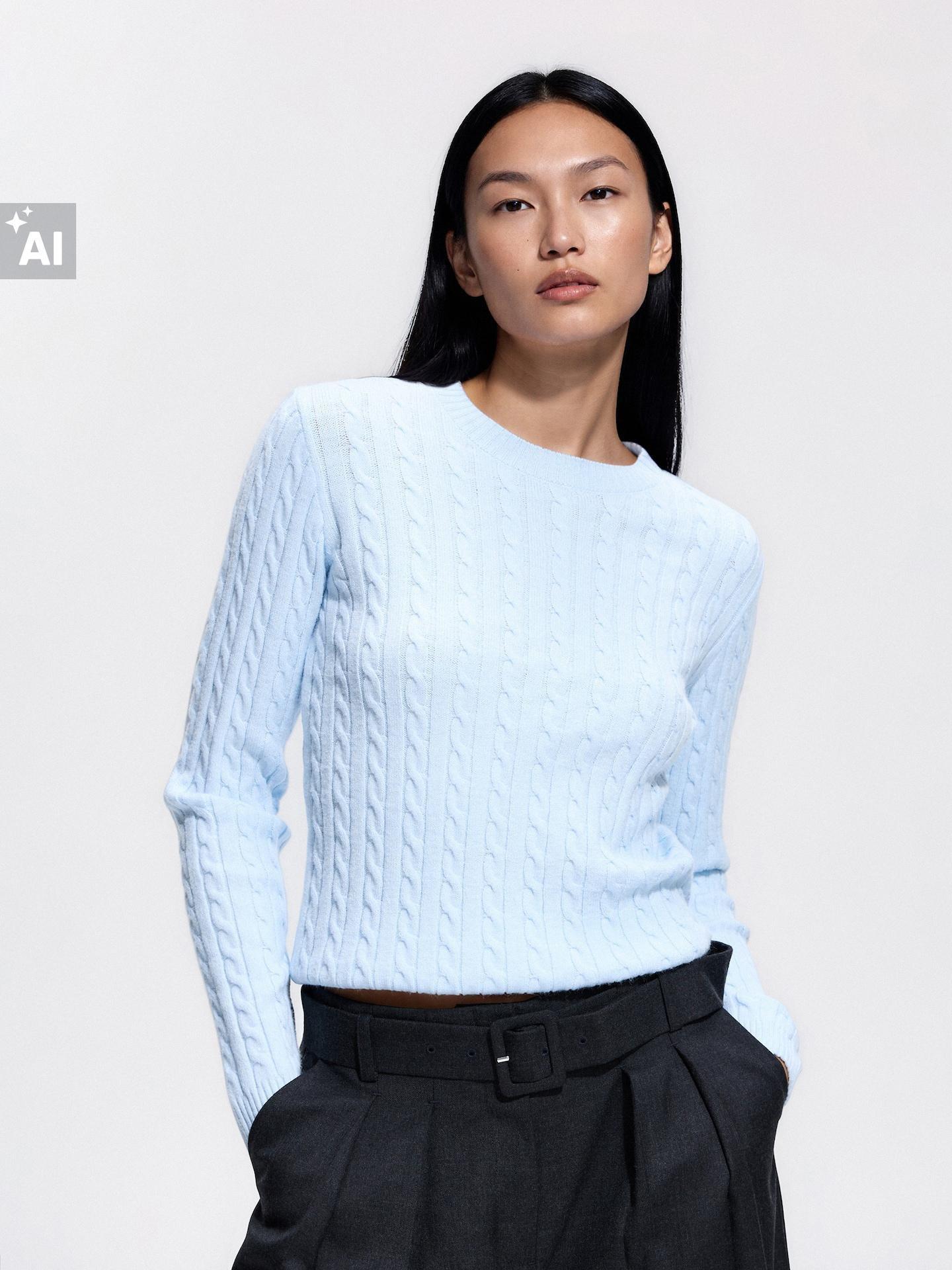 Blue Viscose Blend Jumper, Blue, large image number 2