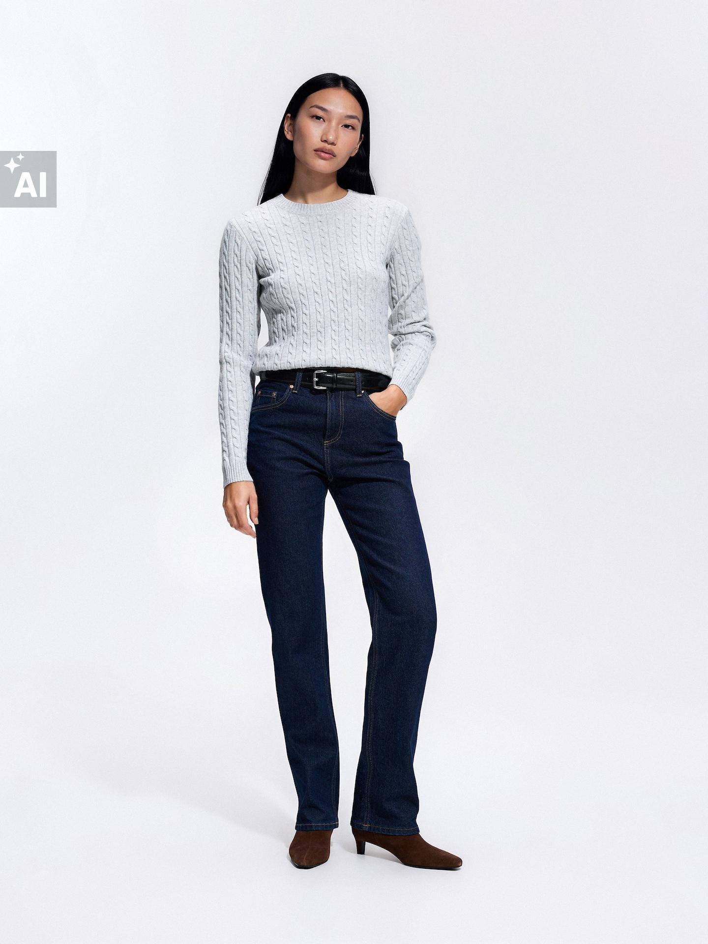 Grey Viscose Blend Jumper, Light grey, large image number 2