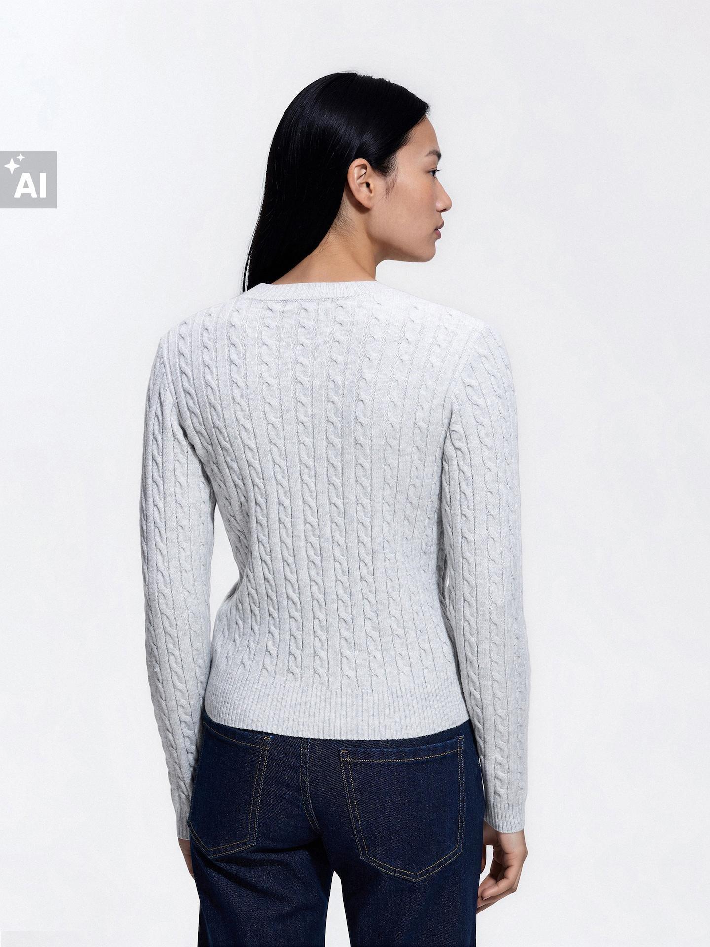 Grey Viscose Blend Jumper, Light grey, large image number 3