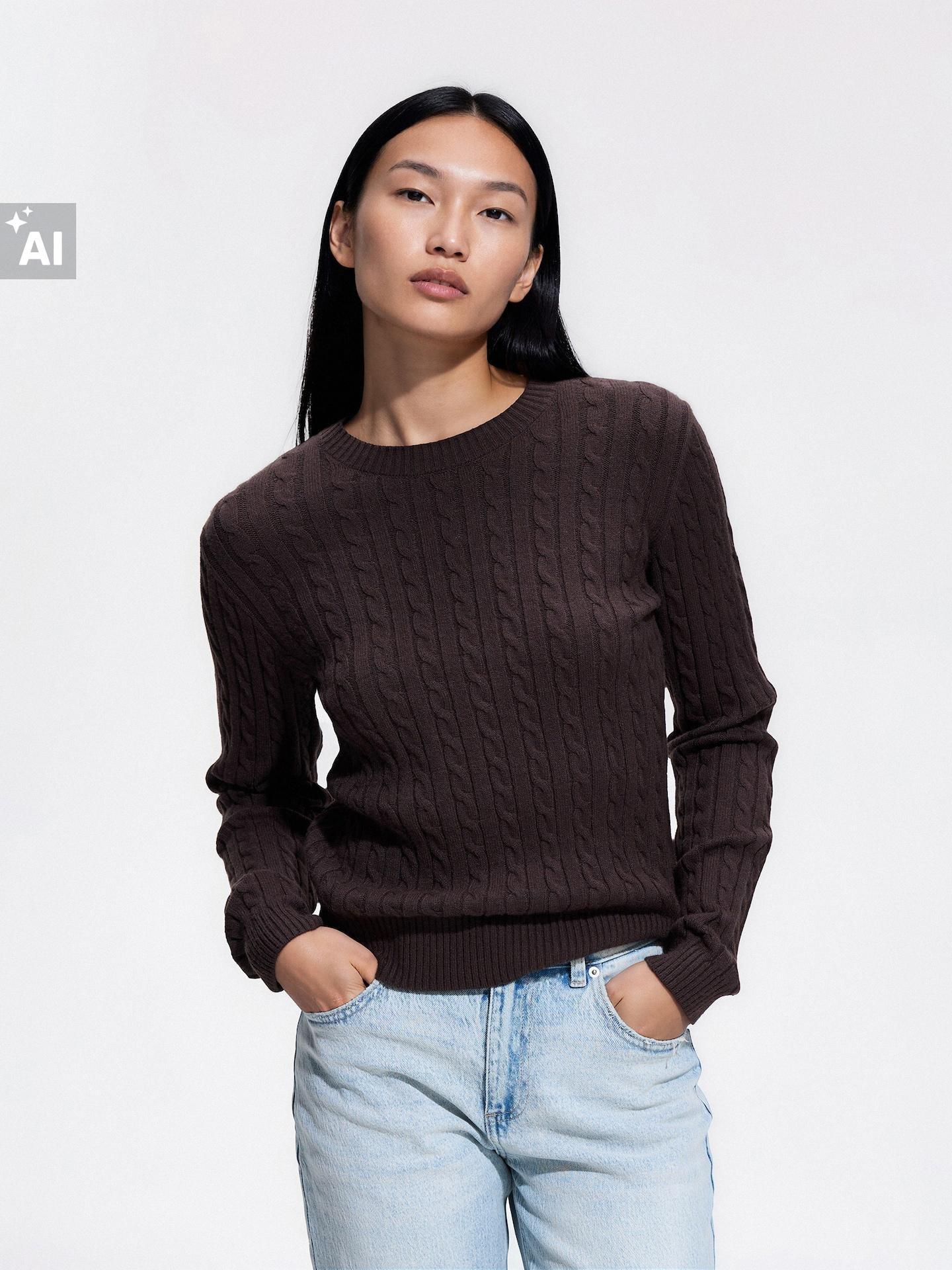 Brown Viscose Blend Jumper, Brown, medium
