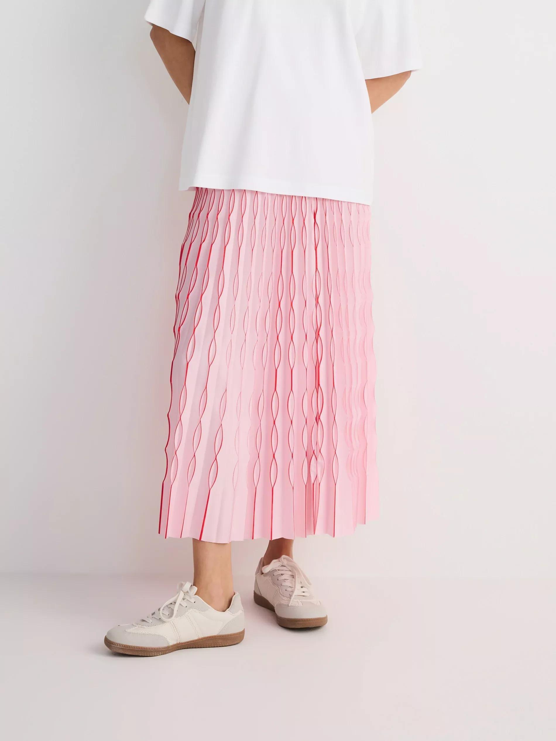 Red Pleated Maxi Skirt, Red, medium