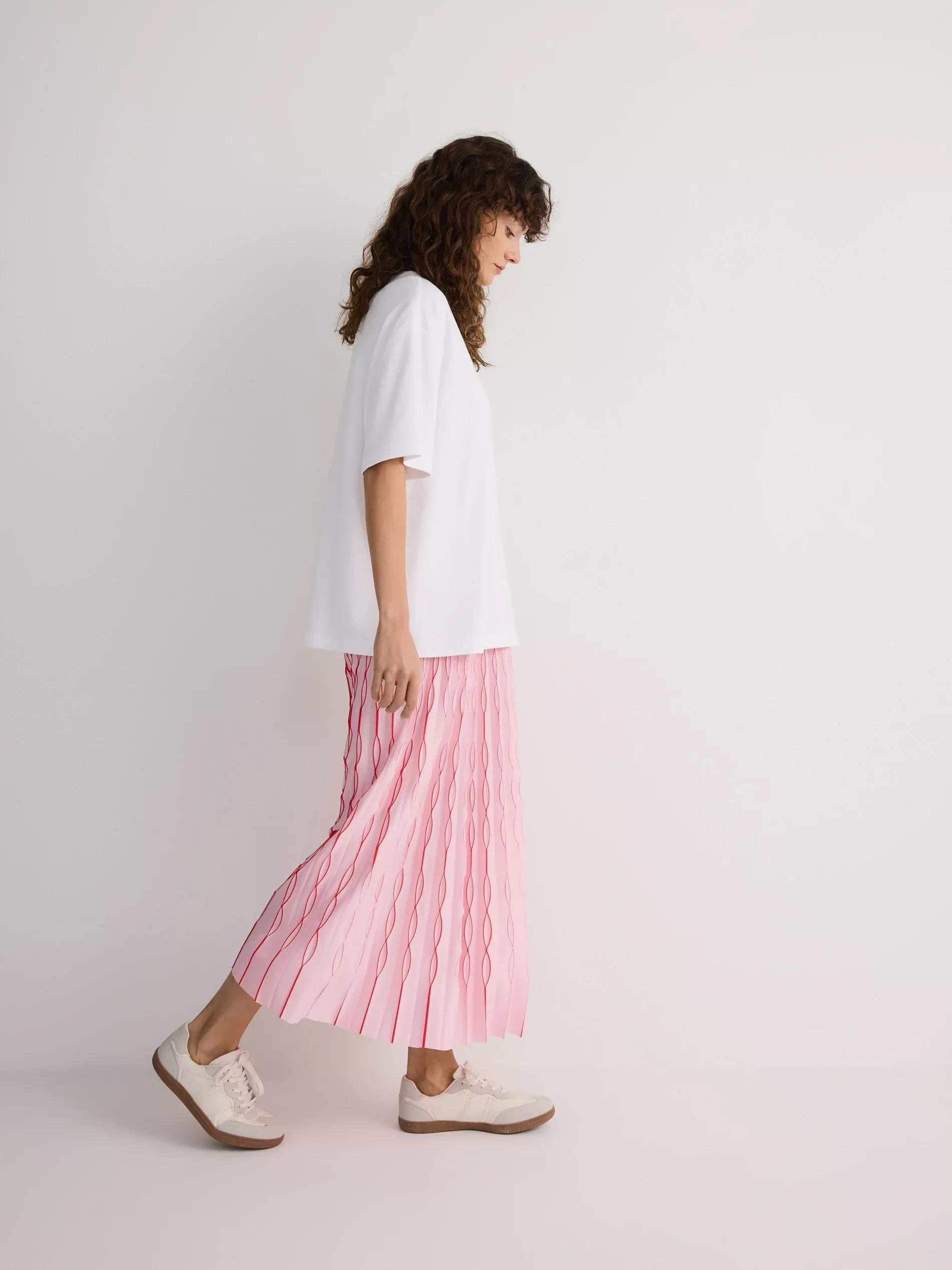 Red Pleated Maxi Skirt, Red, medium