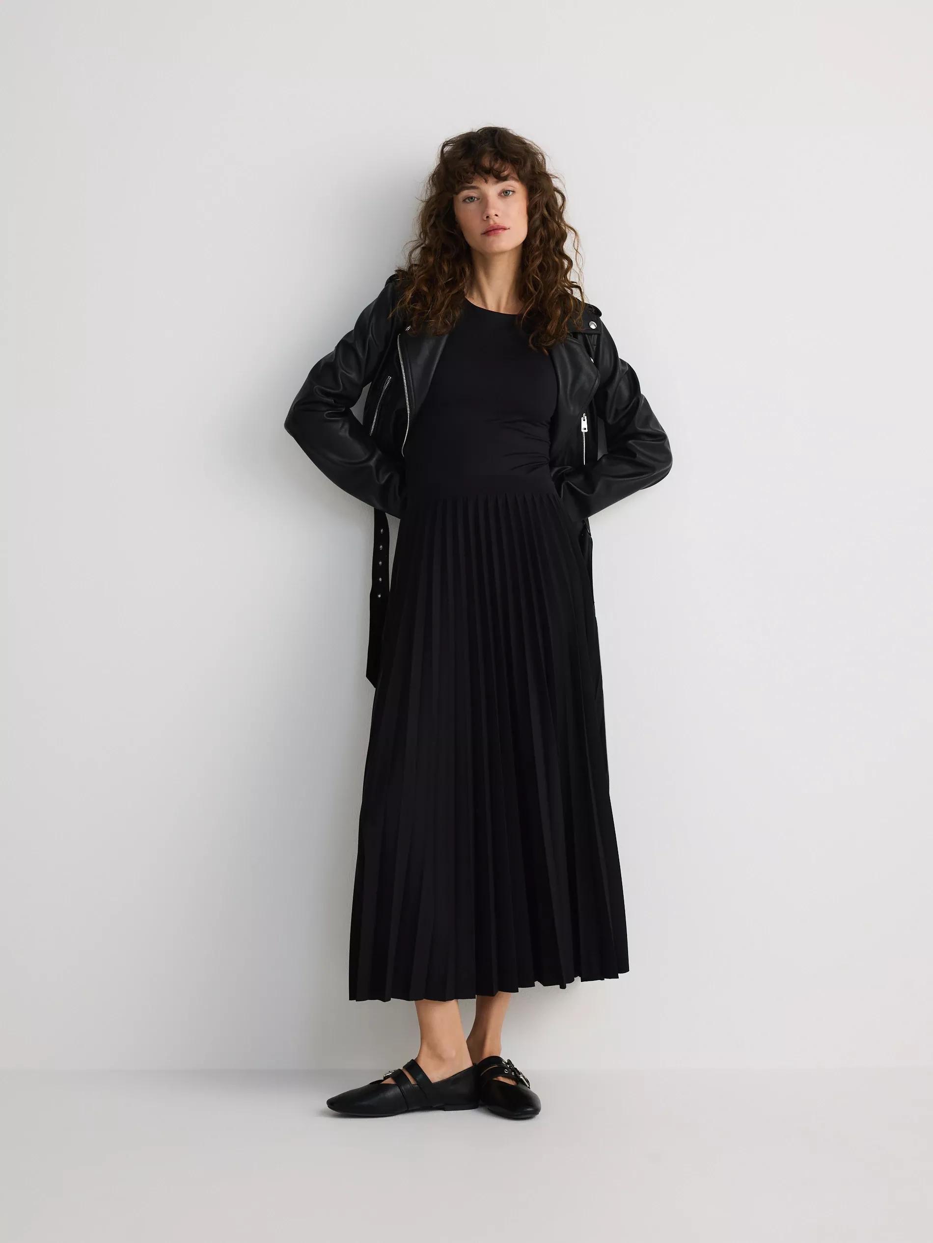 BLACK Pleated midi skirt, Black, large image number 0