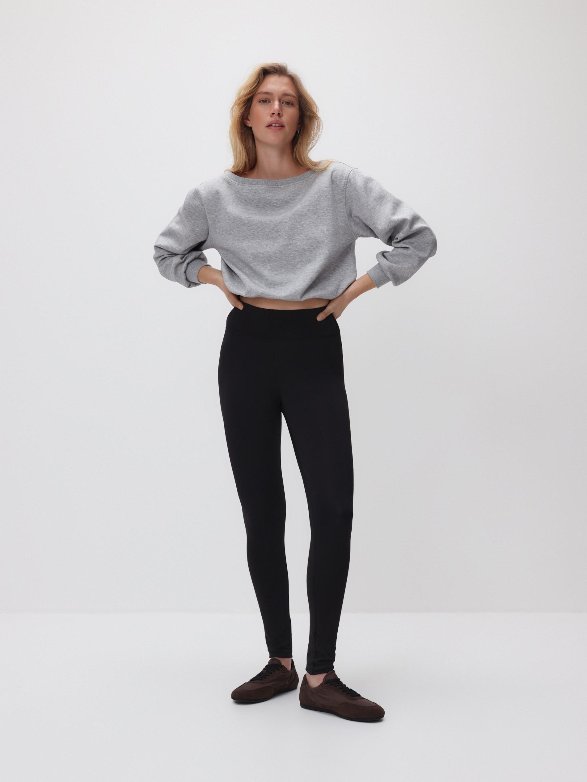 Black Plain Leggings, Black, large image number 2