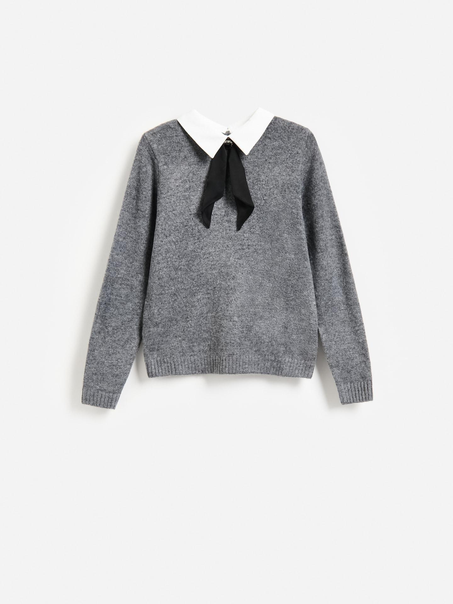 Grey Sweater With Decorative Collar, Grey, medium