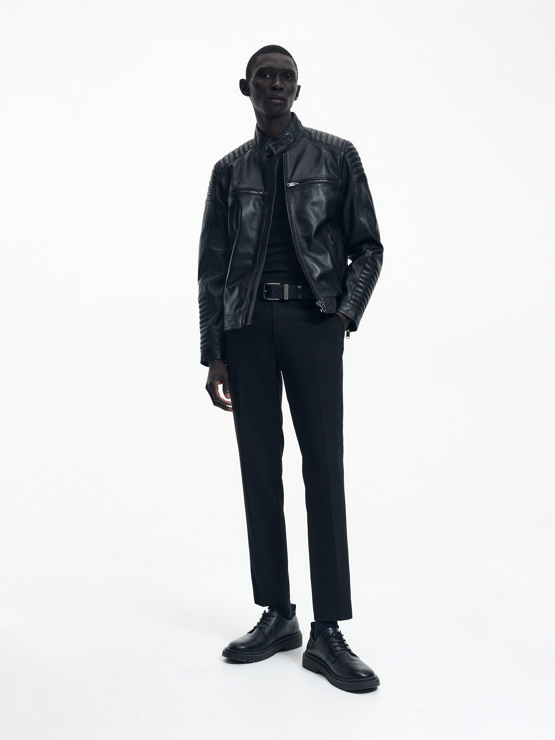 Black Leather Biker Jacket, , large image number 0