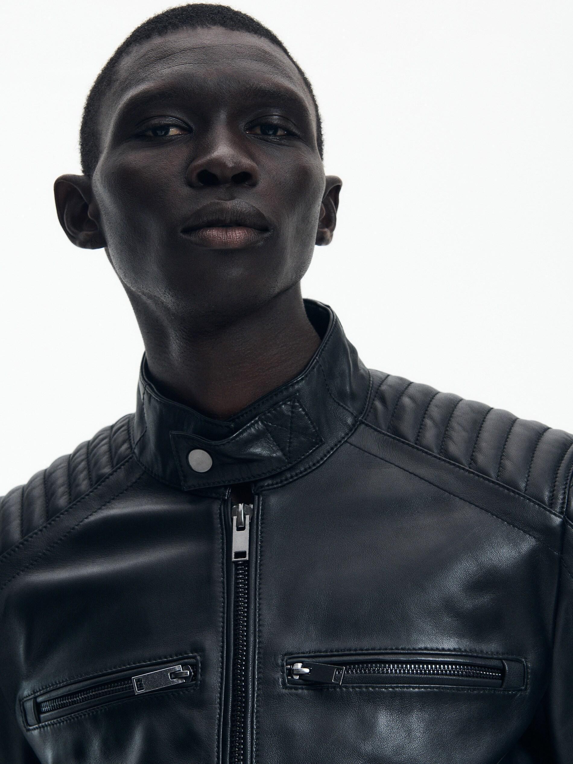 Black Leather Biker Jacket, , large image number 2