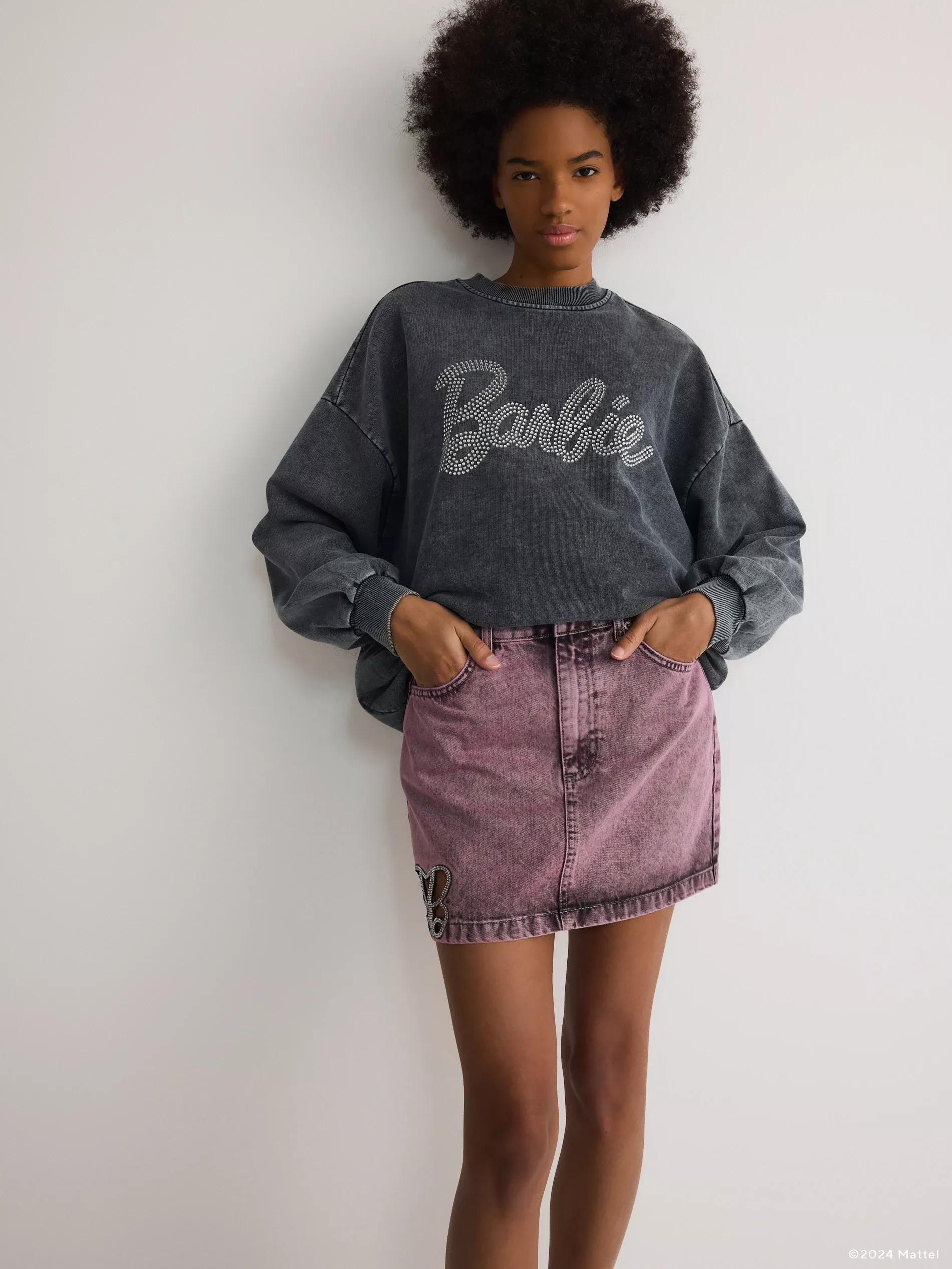 Purple Denim Skirt With Cut-Out, , large image number 1