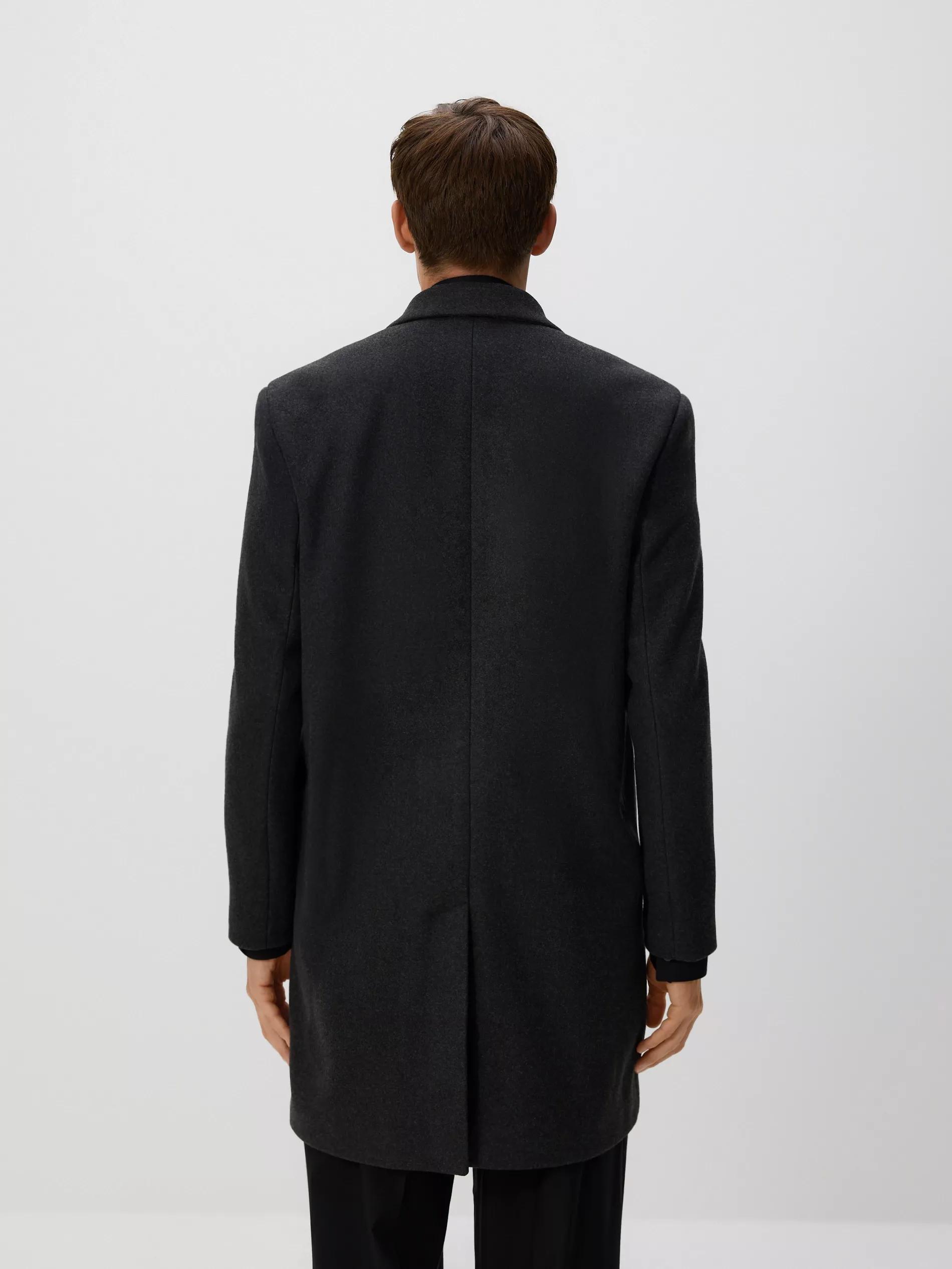 Black Elegant Coat With A Collar, Black, large image number 3