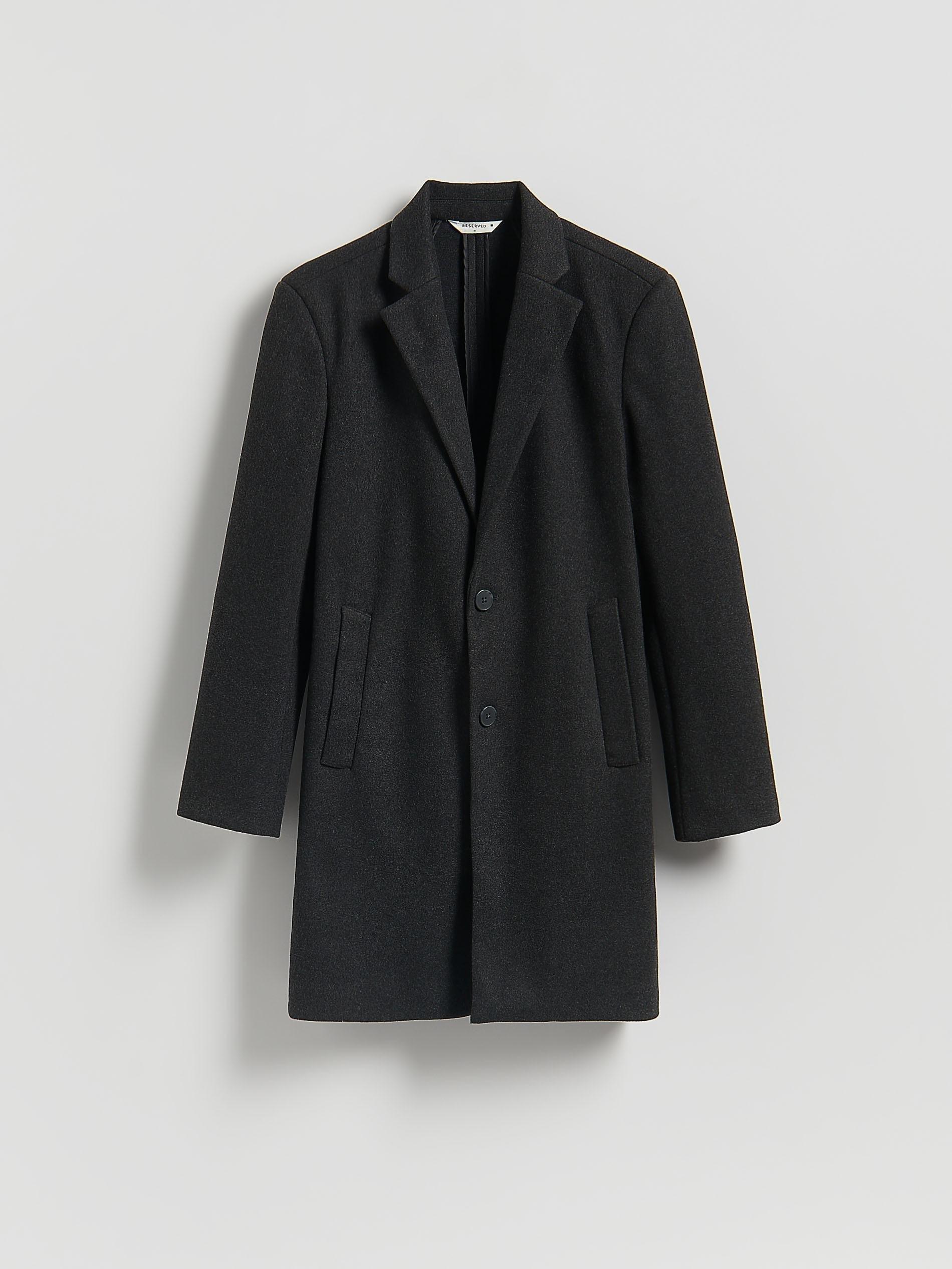 Black Elegant Coat With A Collar, Black, large image number 4