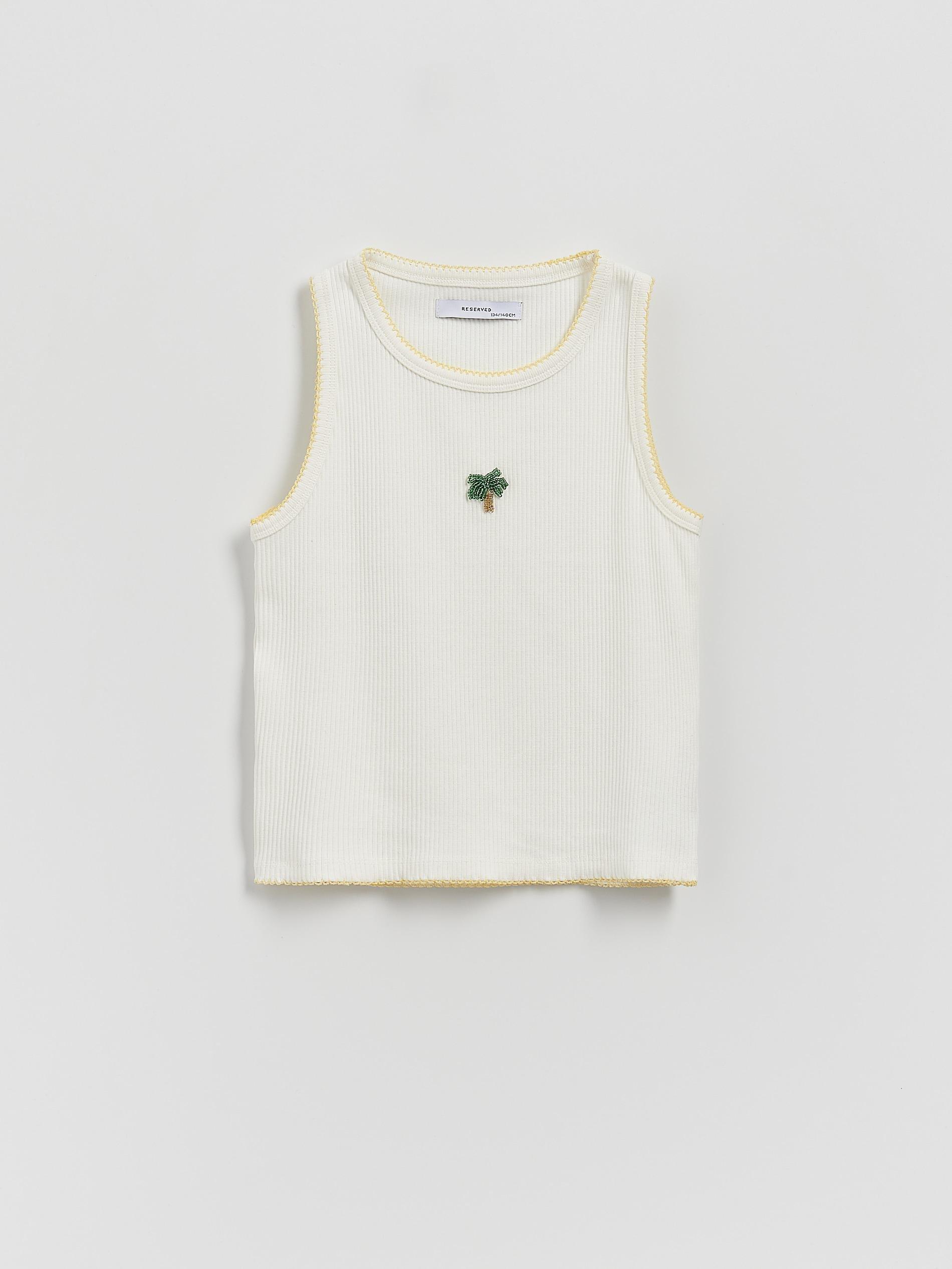 Cream Top With Applique, , medium