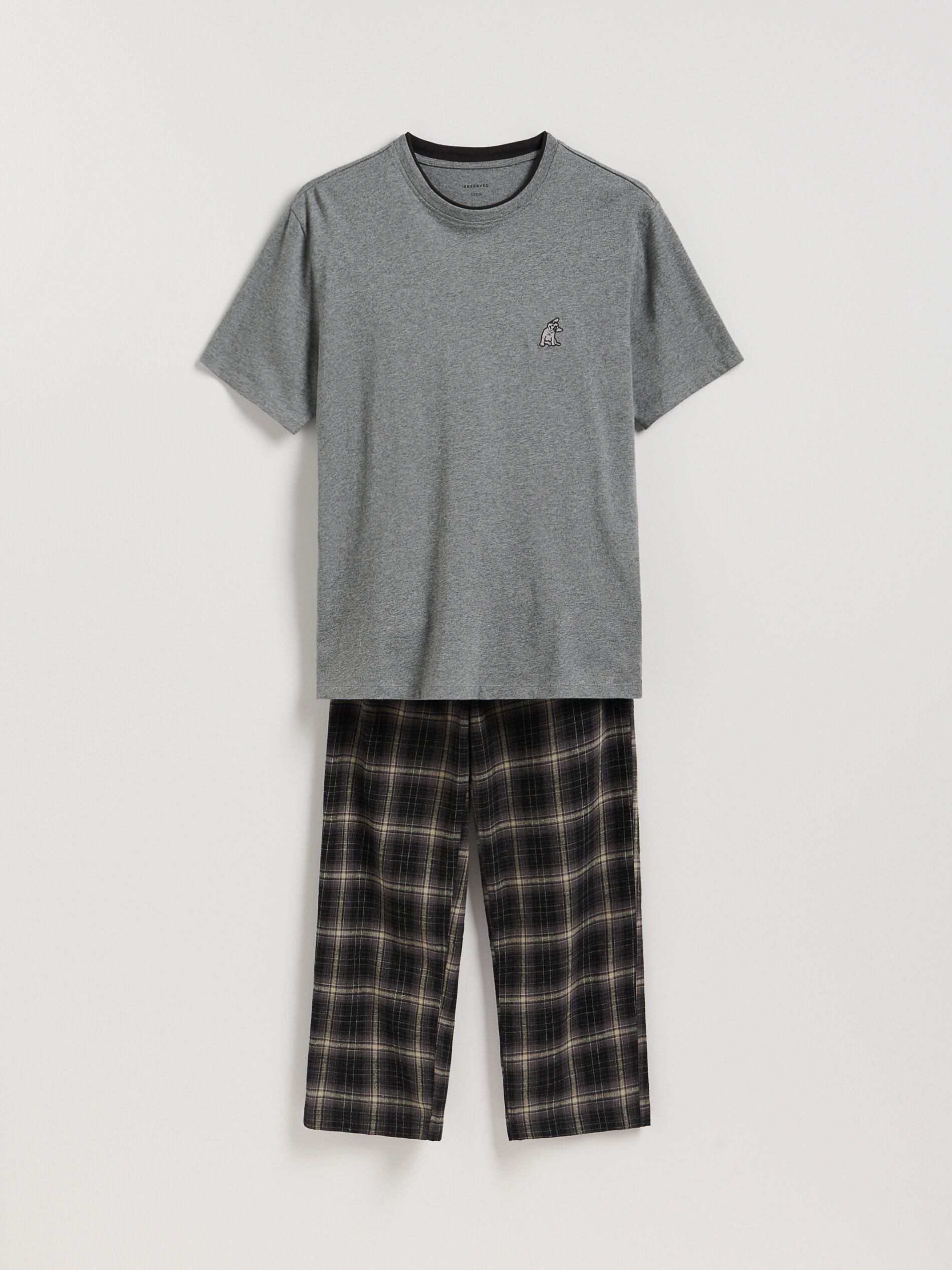 Grey Pyjama Set With Embroidery, Grey, large image number 0
