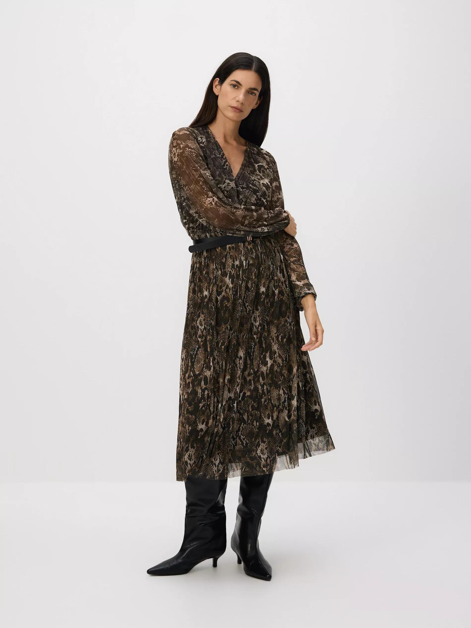 Multicolour Plisse Dress With Belt, Multicolor, large image number 0