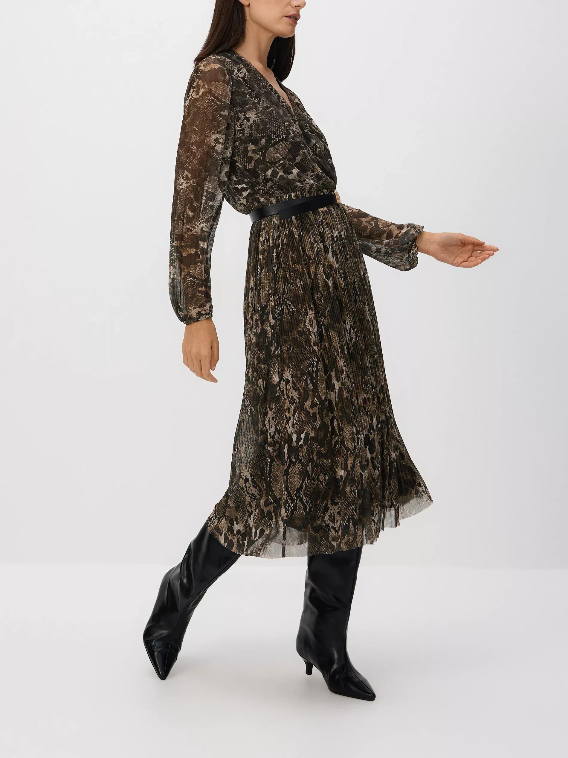 Multicolour Plisse Dress With Belt, Multicolor, large image number 1